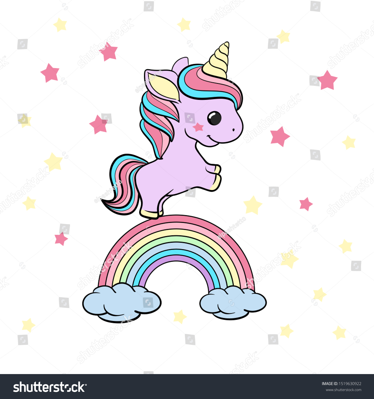 Unicorn Running Through Rainbow Vector Icon Stock Vector (Royalty Free ...