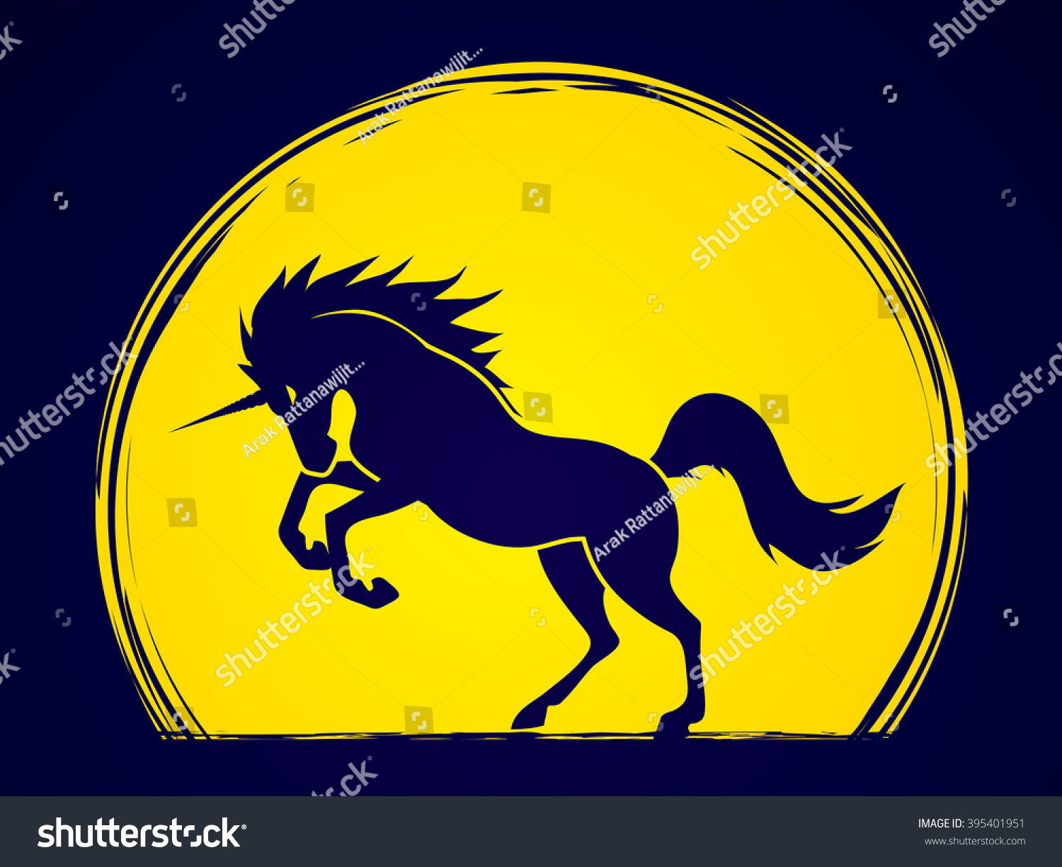 SVG of Unicorn silhouette designed on moonlight background graphic vector. svg