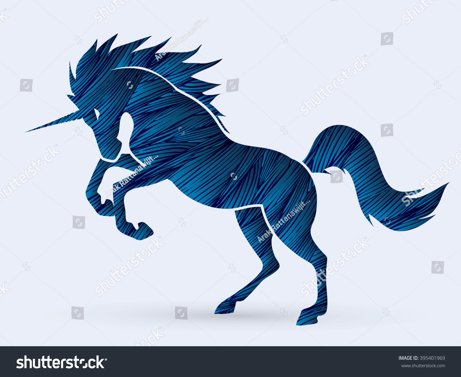 SVG of Unicorn silhouette designed using blue gunge brush graphic vector. svg