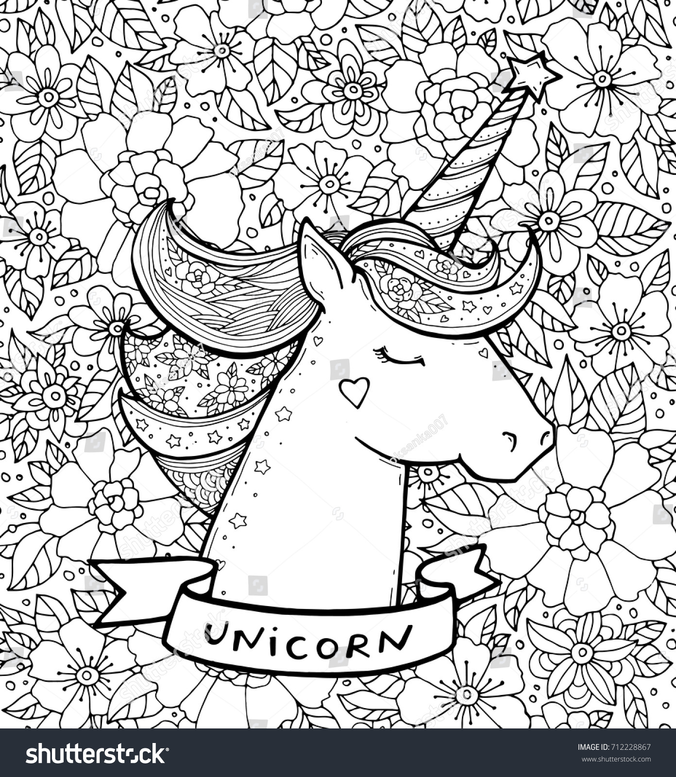 Download Unicorn Text Flower Pattern Magical Animal Stock Vector ...