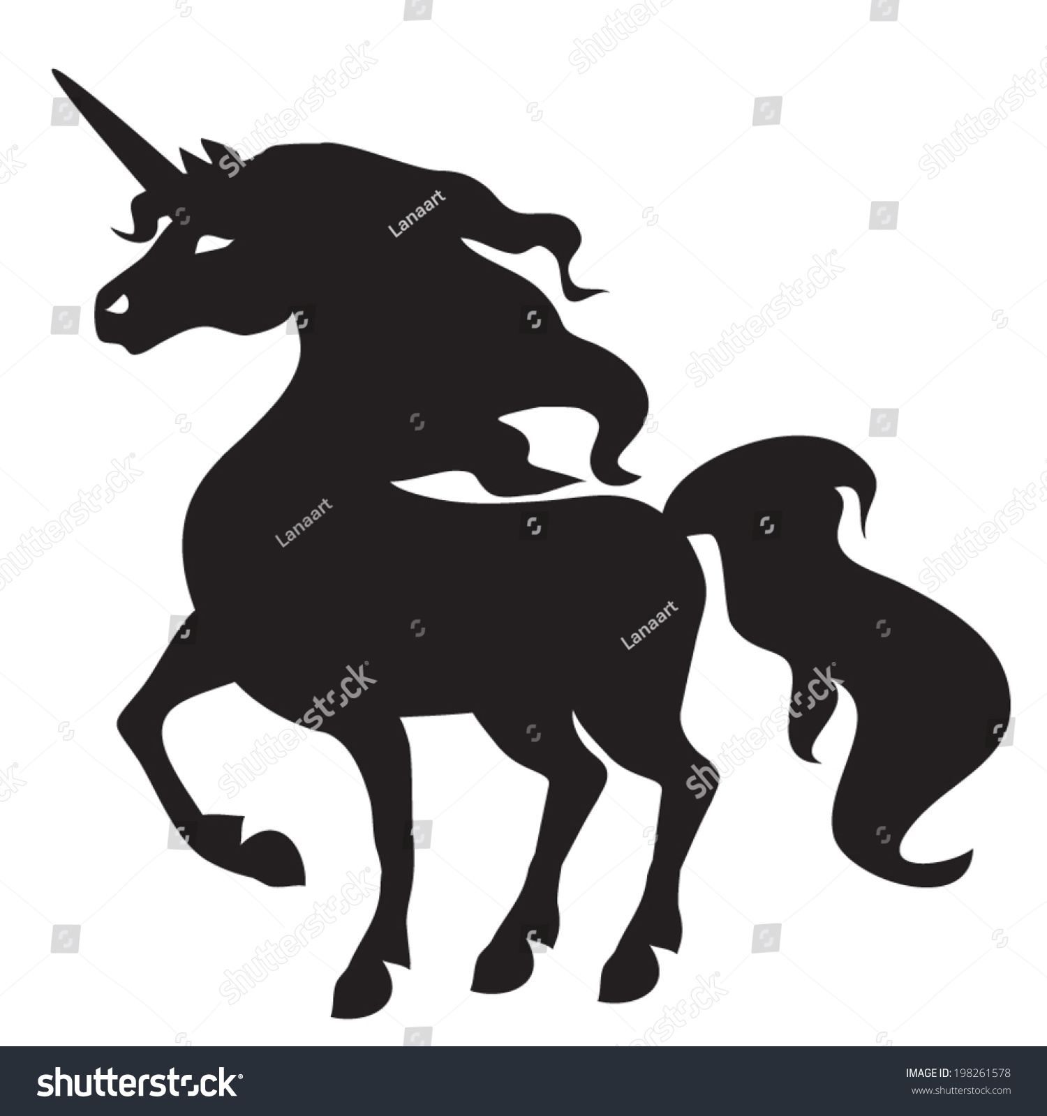 Unicorn Vector Black Silhouette - 198261578 : Shutterstock