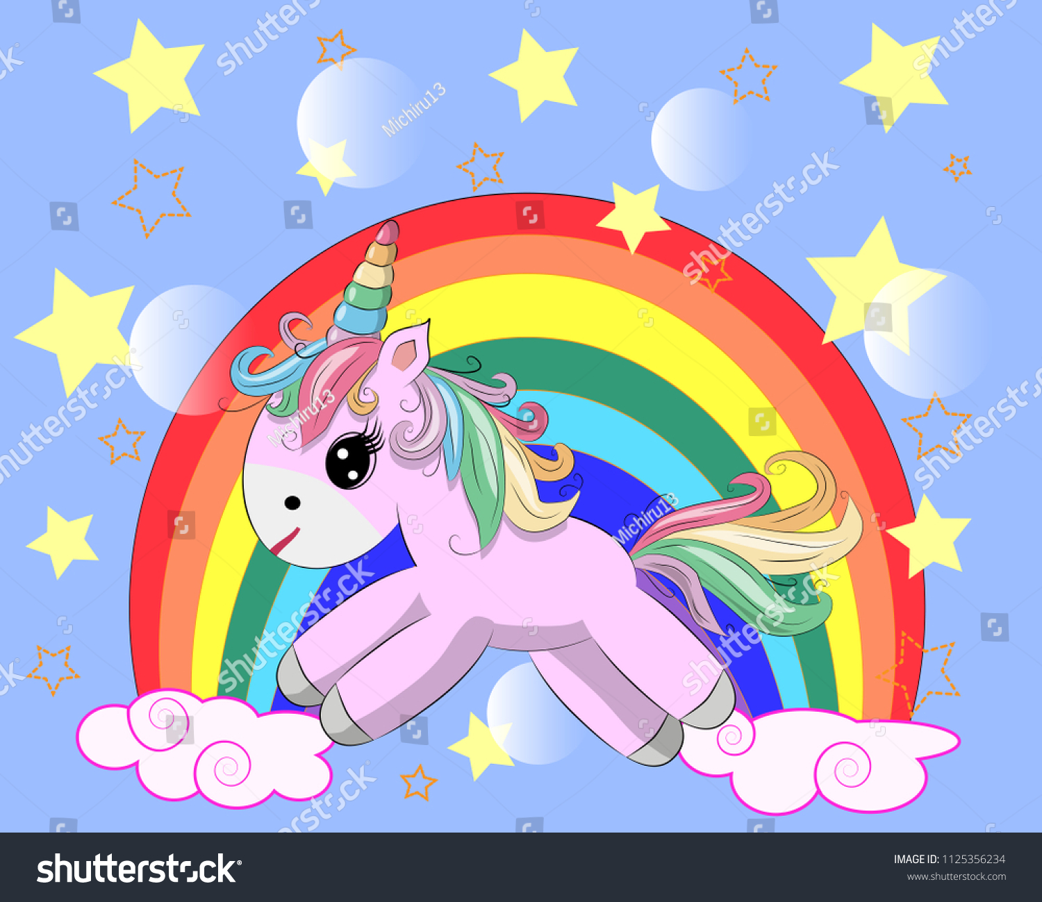 Unicorn Vector Illustration Drawing Rainbow Writing Stock Vector ...