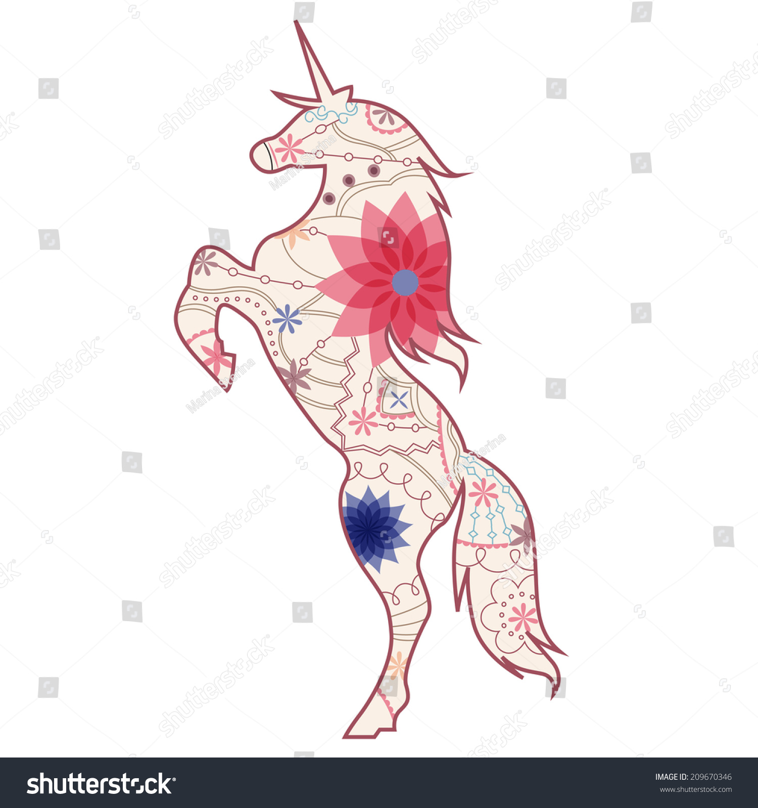 Unicorn Vintage Stock Vector 209670346 Shutterstock
