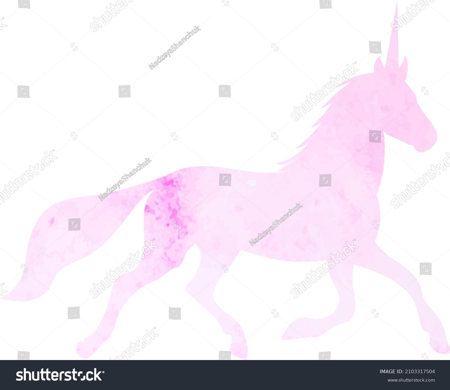 Unicorn Watercolor Pink Silhouette Isolated Vector Stock Vector Royalty Free