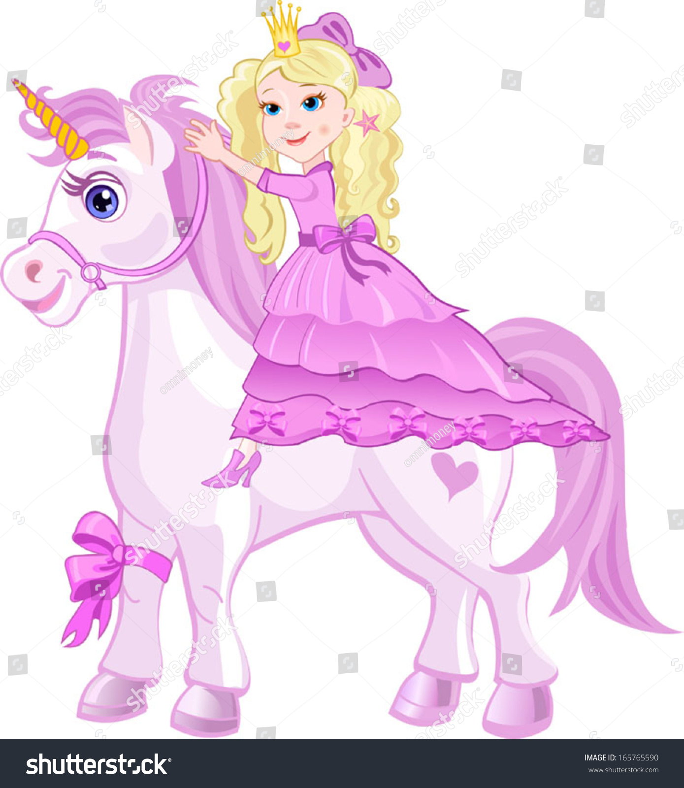 Unicorn Beautiful Pink Fairy Princess Stock Vector 165765590 - Shutterstock