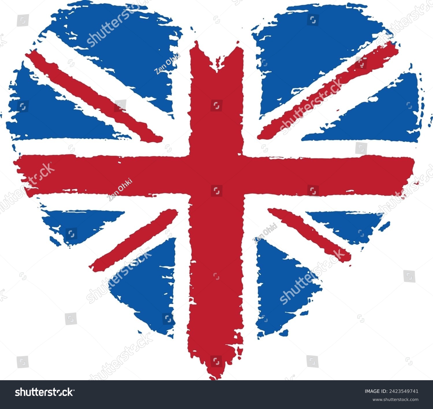SVG of Union Jack Flag Distressed Messy Heart svg