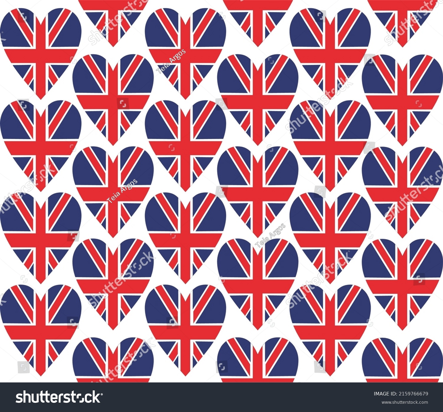 SVG of Union Jack seamless pattern pattern with hearts shapes, flag of United Kingdom svg