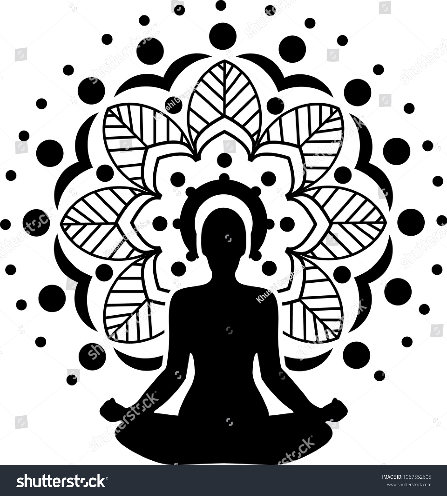 SVG of Unique and creative design yoga padmasana pose in the middle of an abstract lotus flower for all the yoga lovers. svg