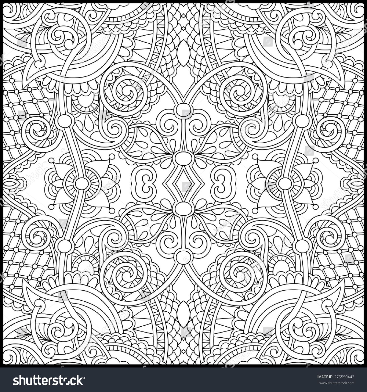 Unique Coloring Book Square Page For Adults - Floral Authentic Carpet ...