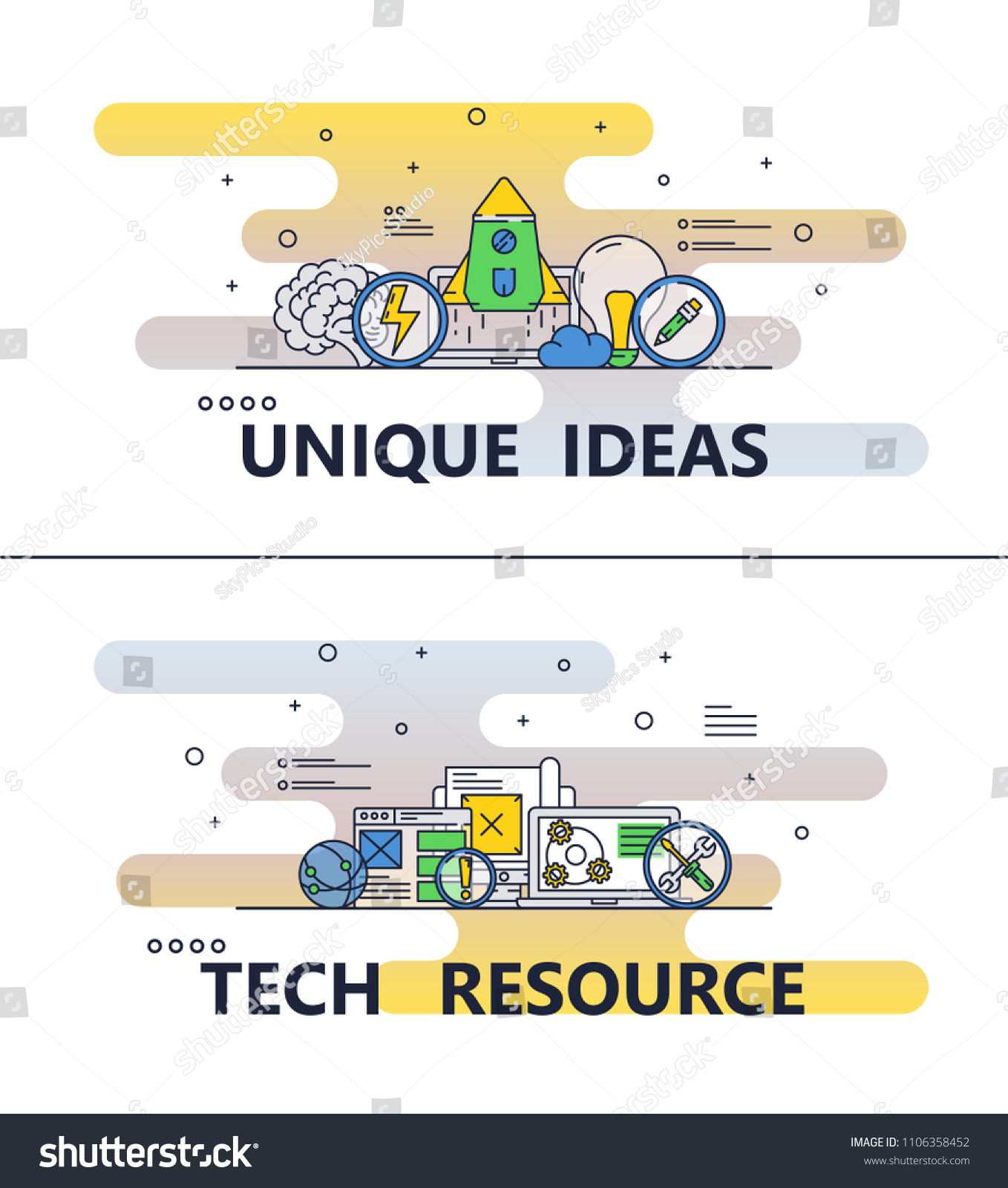 Unique Ideas Tech Resource Template Set Stock Vector (Royalty Free ...