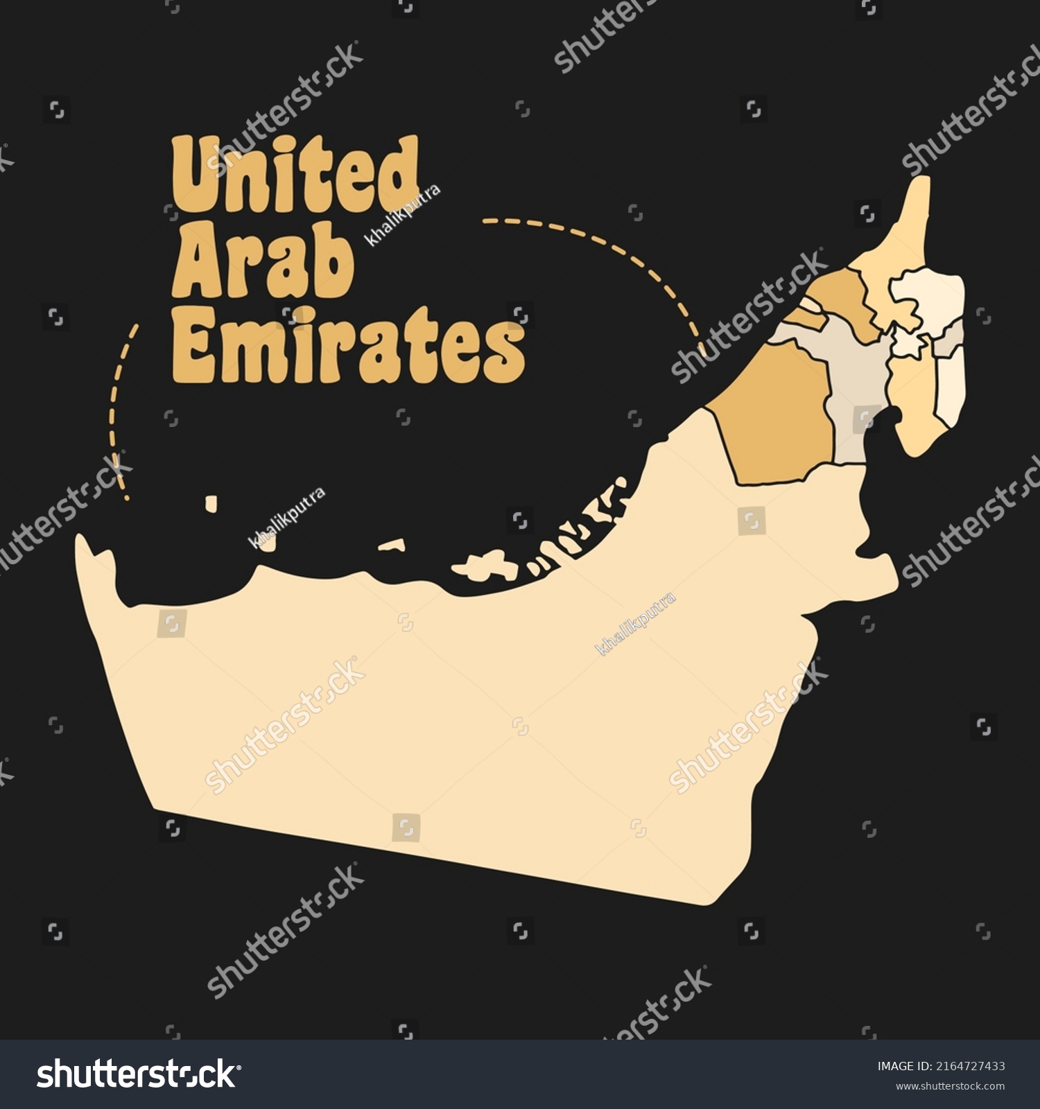 United Arab Emirates Regions Map Vector Stock Vector Royalty Free