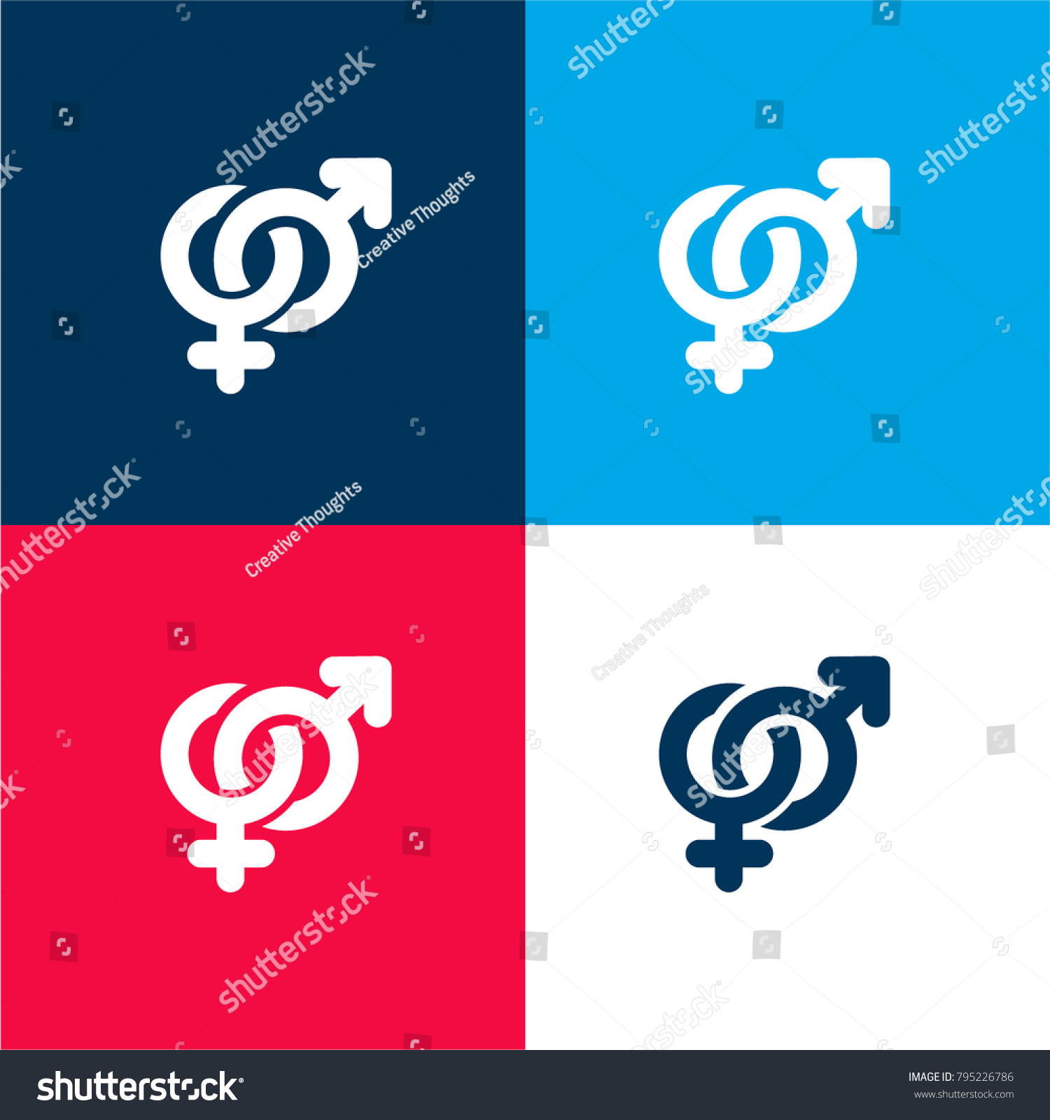 United Heterosexual Symbols Four Color Material Stock Vector Royalty