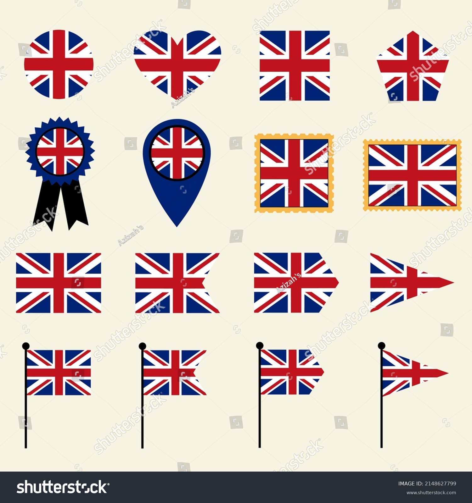 United Kingdom Flag Icon Set 16 Stock Vector Royalty Free 2148627799 Shutterstock