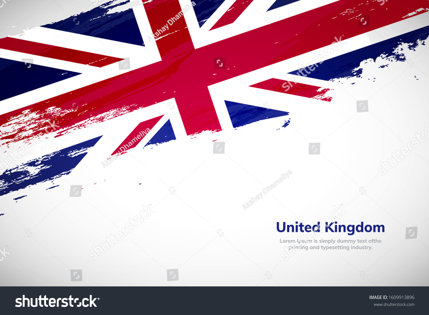 SVG of United Kingdom flag made in brush stroke background. National day of United Kingdom. Creative United Kingdom national country flag icon. Abstract painted grunge style brush flag background. svg