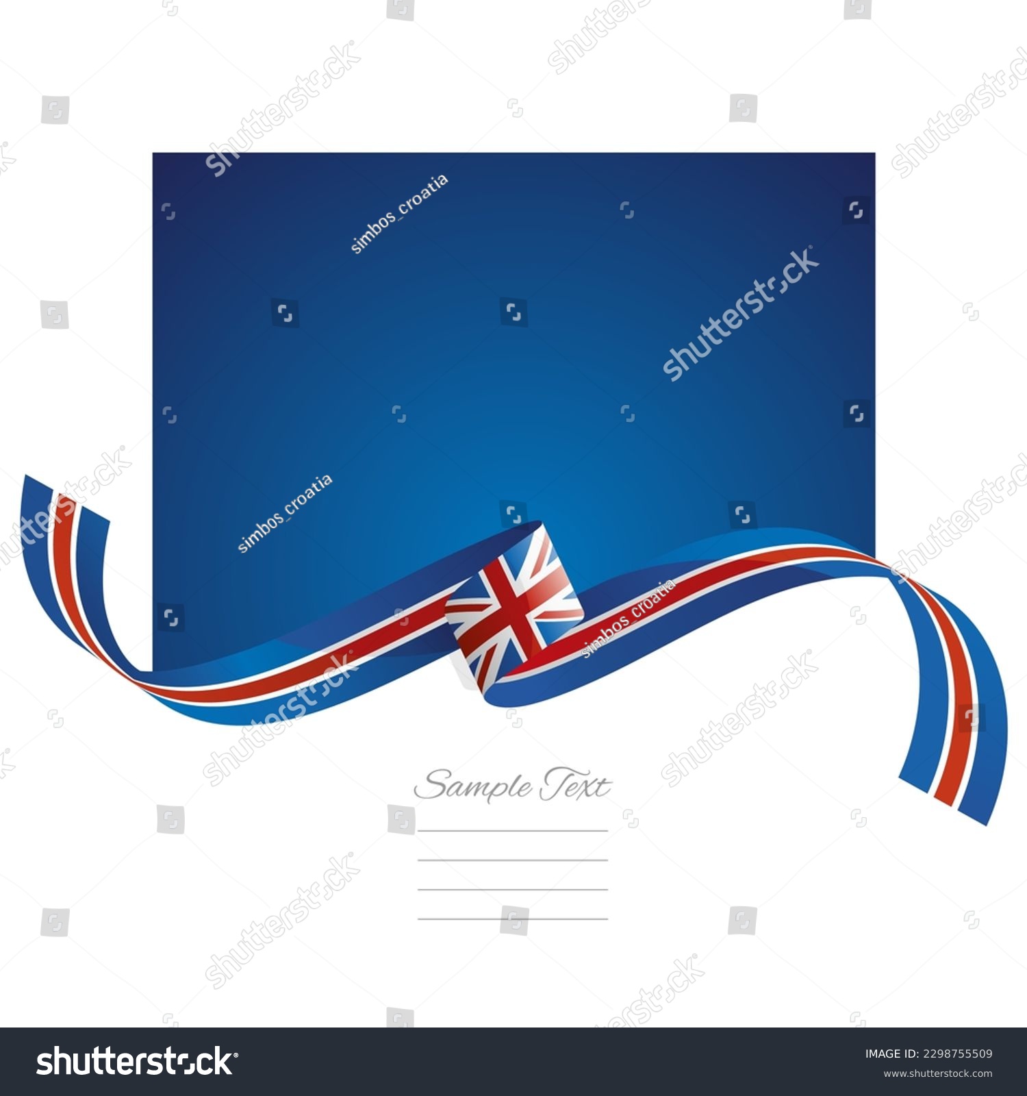 SVG of United Kingdom flag vector. World flags and ribbons. British flag ribbon on abstract color background svg