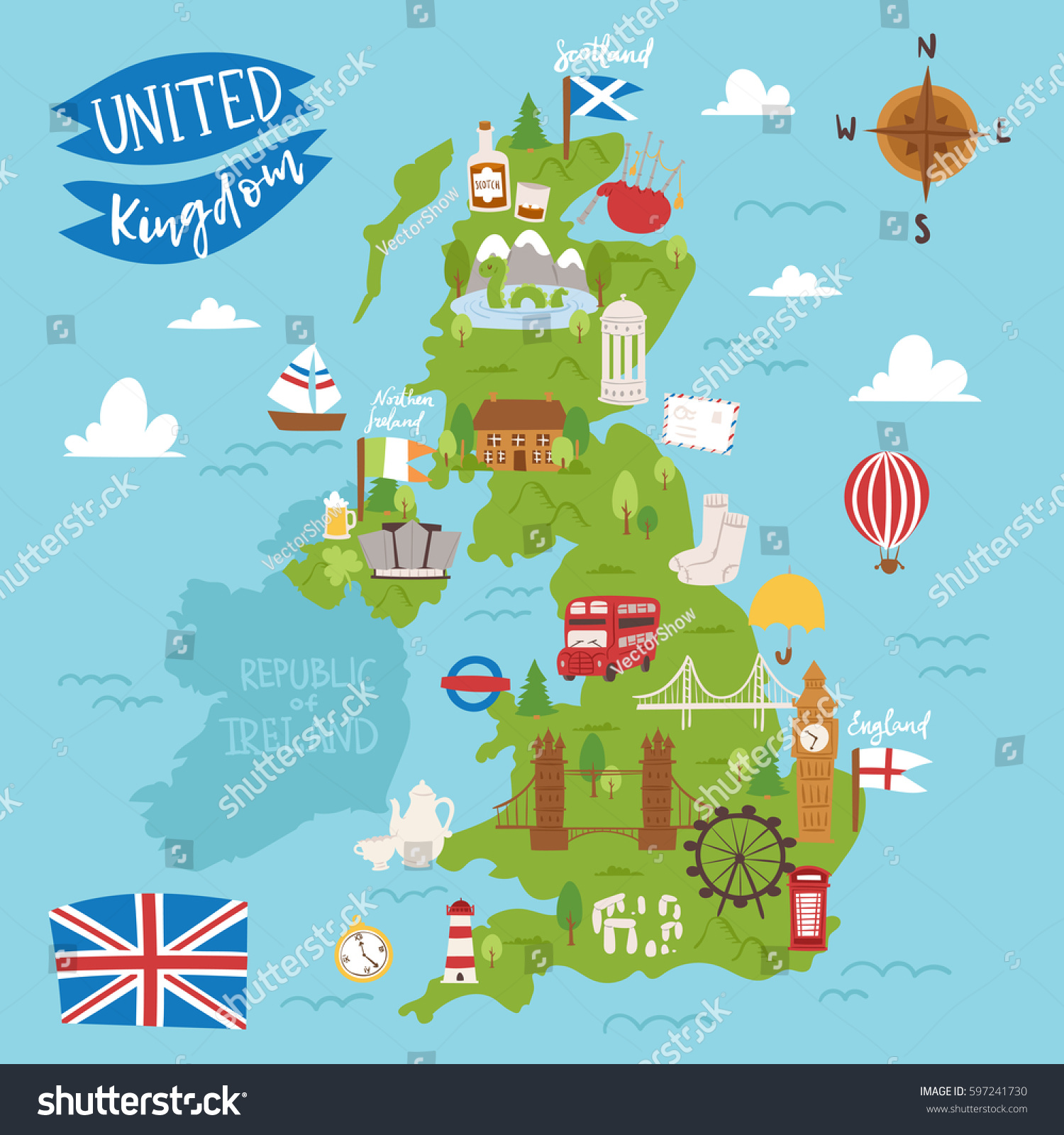 Tourist Map Of England United Kingdom Great Britain Map Travel Stock Vector (Royalty Free)  597241730 | Shutterstock