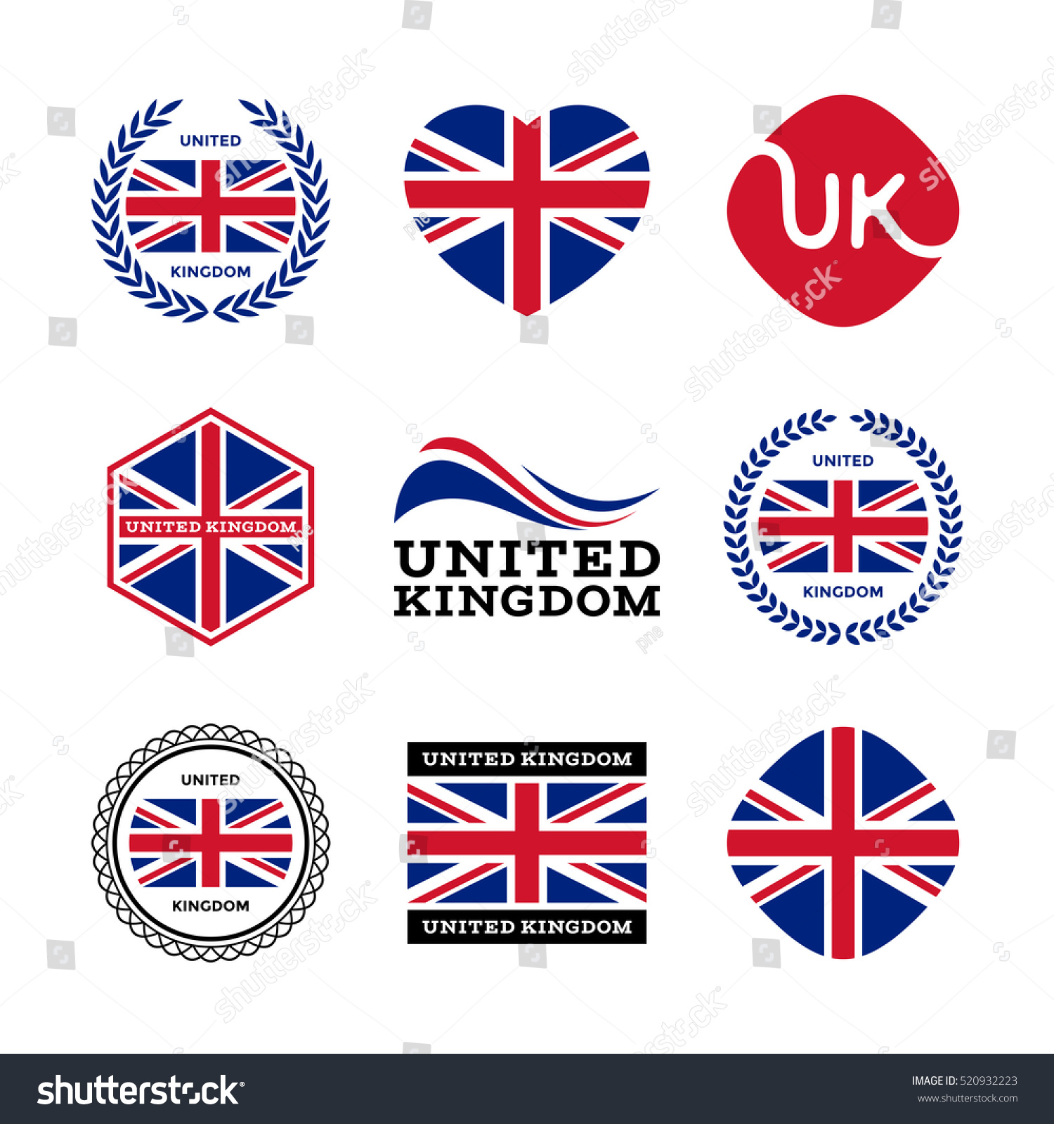SVG of United Kingdom, Great Britain, UK - collection of vector flags, icons, labels, stickers and badges svg