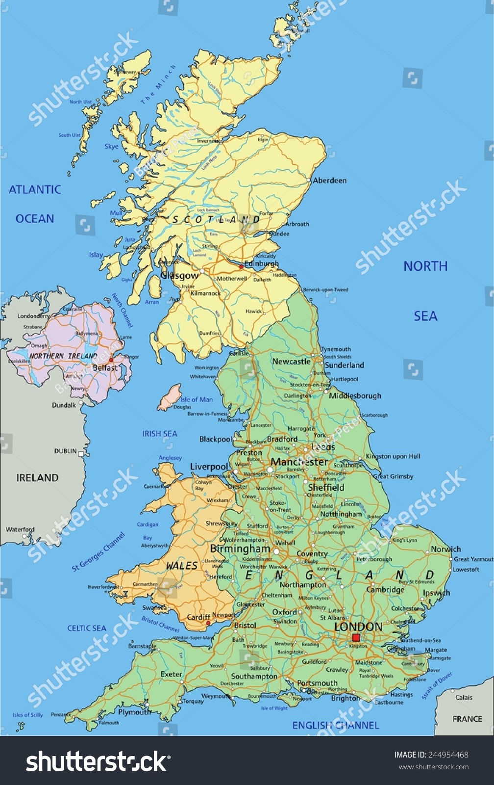 United Kingdom - Highly Detailed Editable Political Map With Separated ...