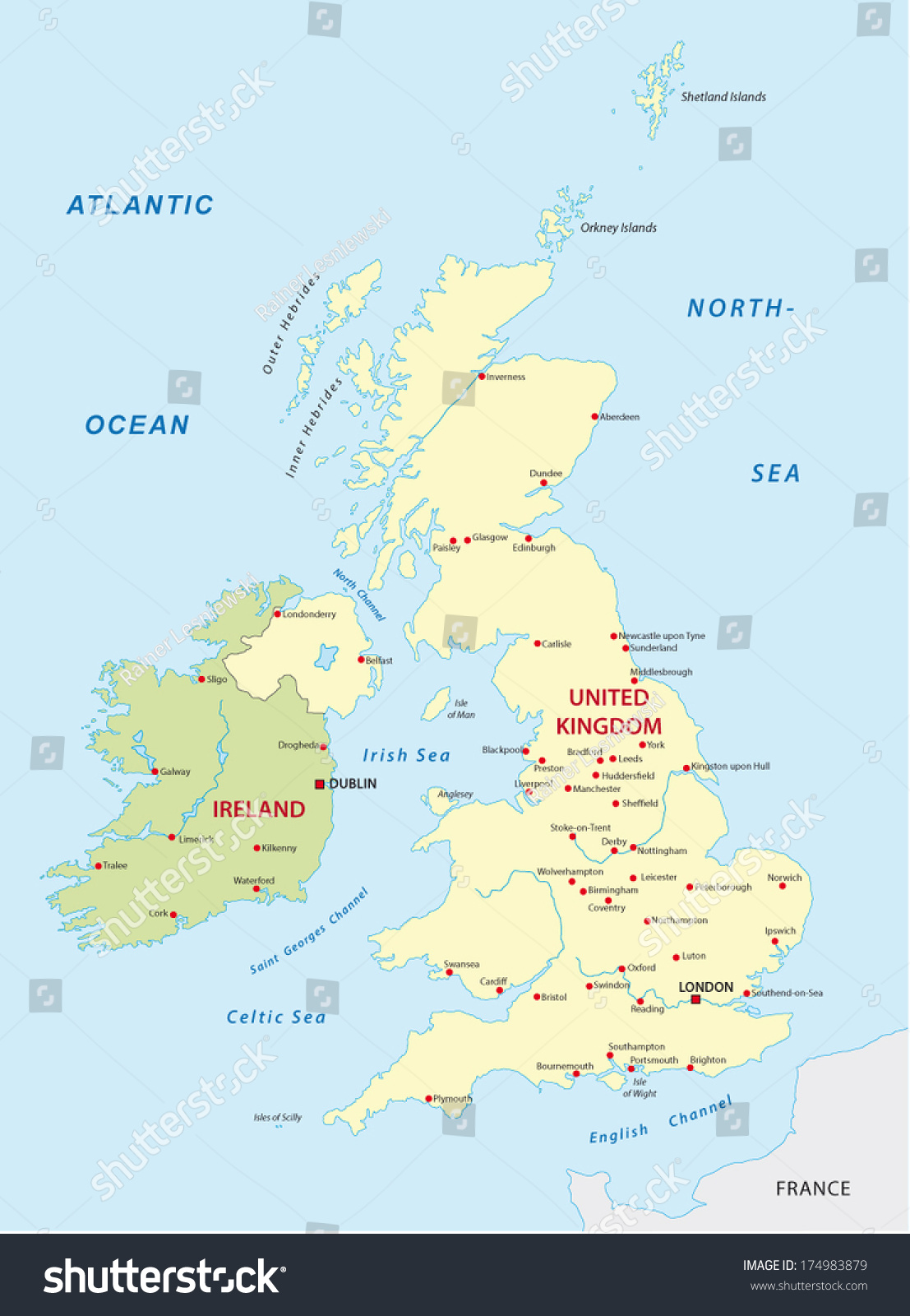 United Kingdom- Ireland Map Stock Vector Illustration 174983879 ...