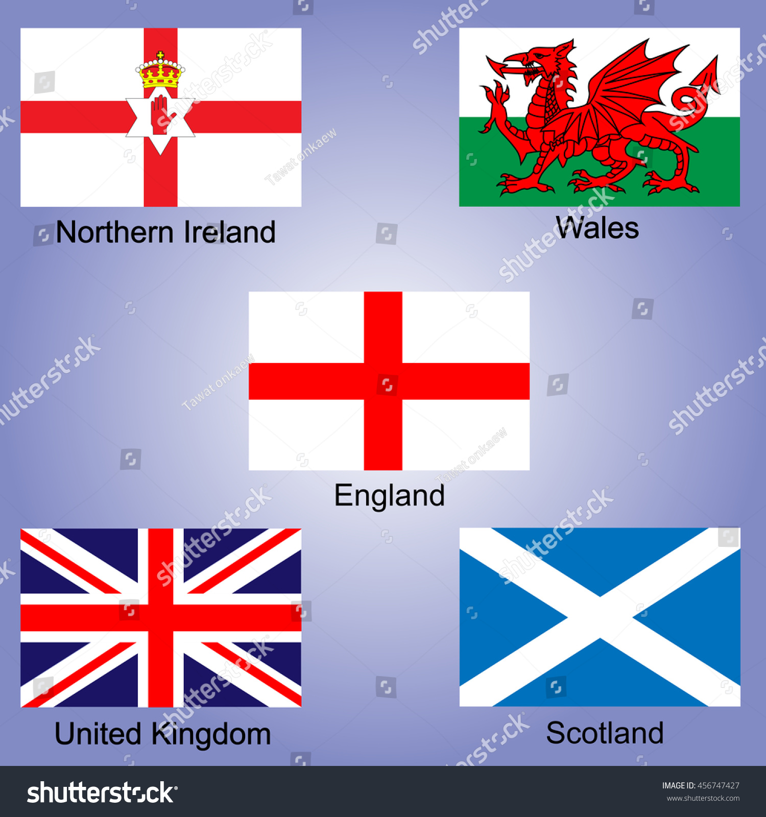 United Kingdom National Emblems England Northern Stock Vector 456747427 ...