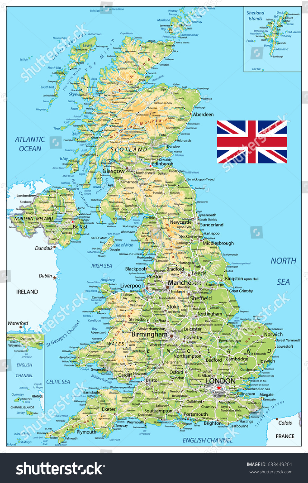 イギリスの物理地図 ベクターイラスト のベクター画像素材 ロイヤリティフリー