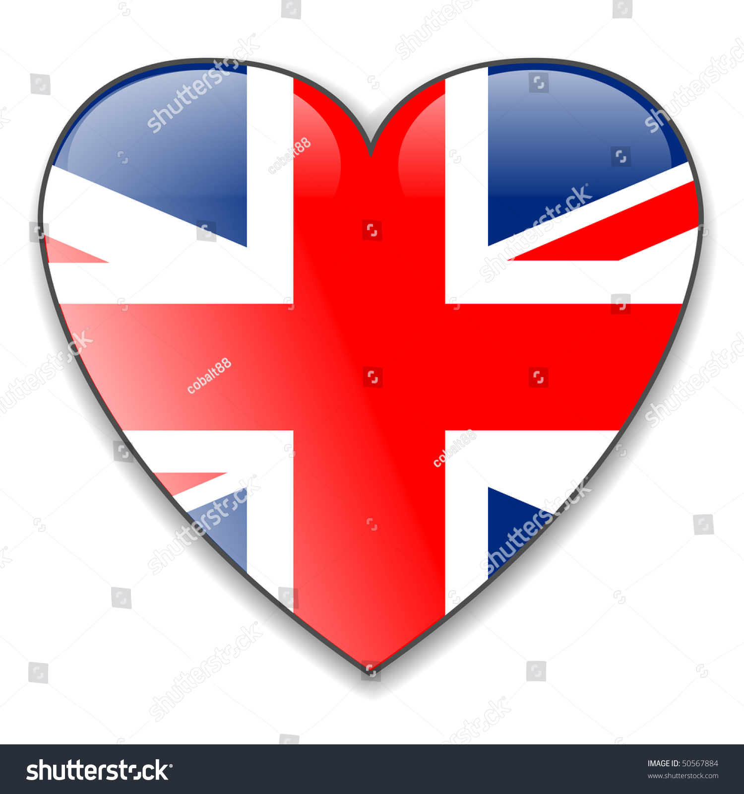 United Kingdom Uk Flag Heart Button, Vector - 50567884 : Shutterstock