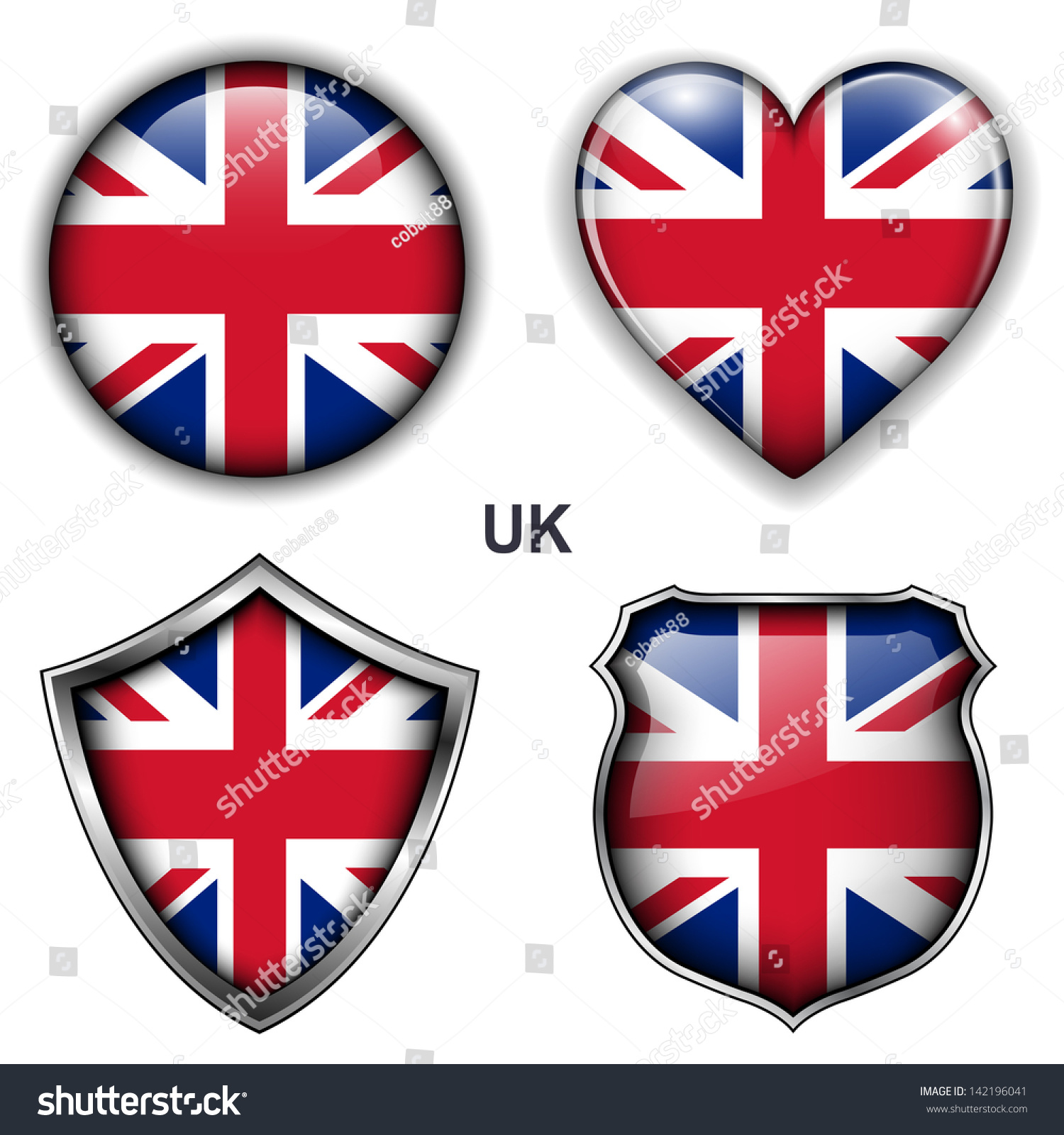 SVG of United Kingdom; UK flag icons, vector buttons.  svg