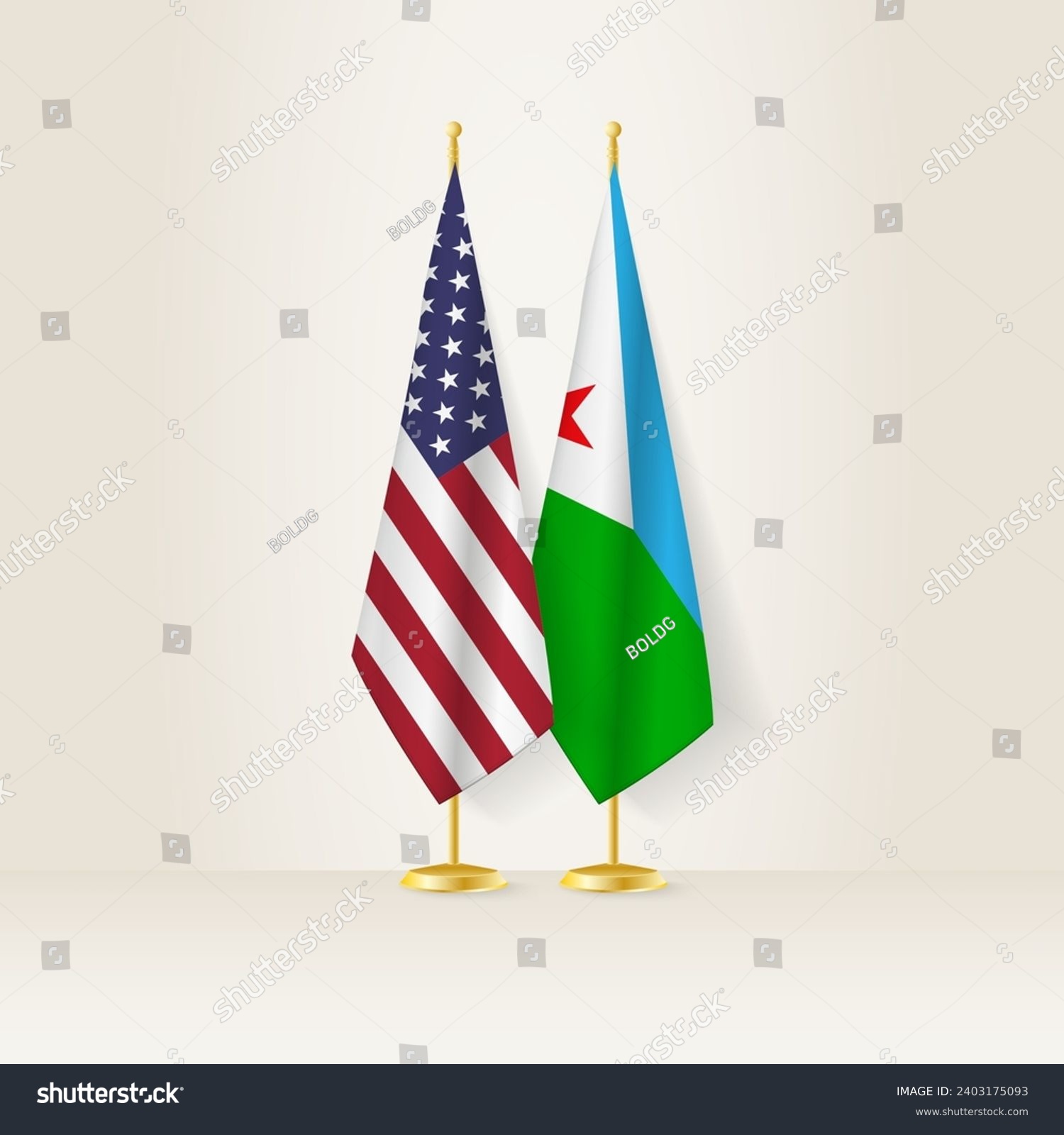 SVG of United States and Djibouti national flag on a light background. Vector illustration. svg