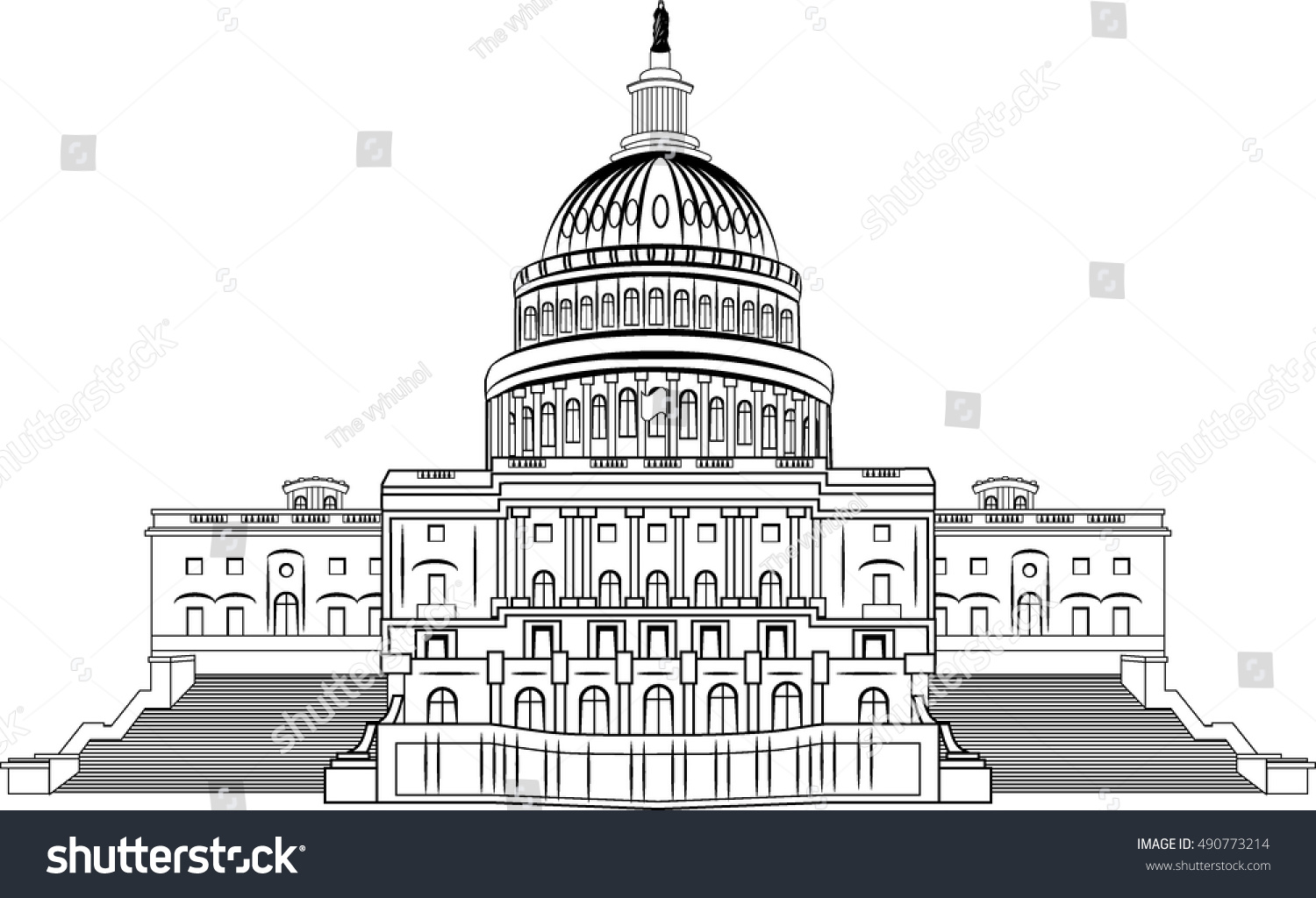 United States Capitol Black White Graphic Stock Vector (Royalty Free ...