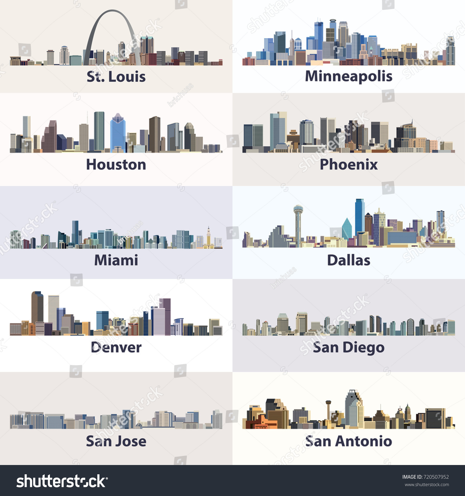 usa skylines illustration 50 cities free download