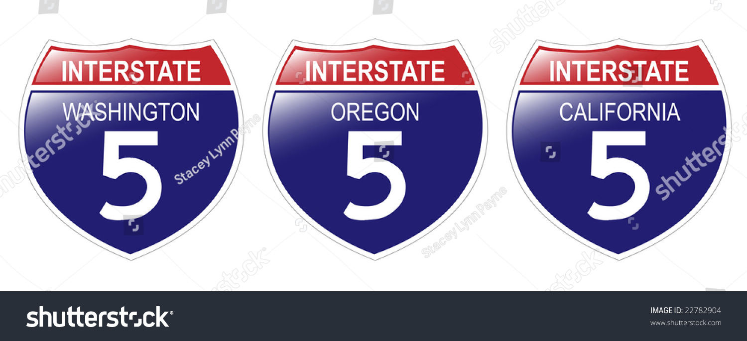 United States Interstate 5 Signs, From Washington To California, With ...