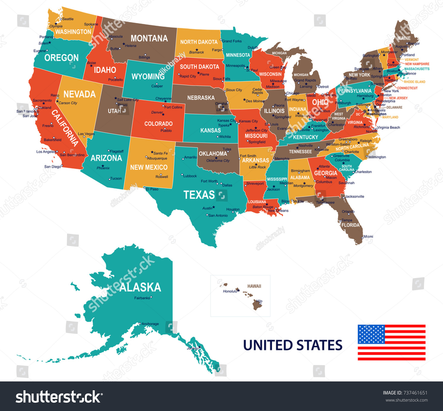 SVG of United States - map and flag illustration svg