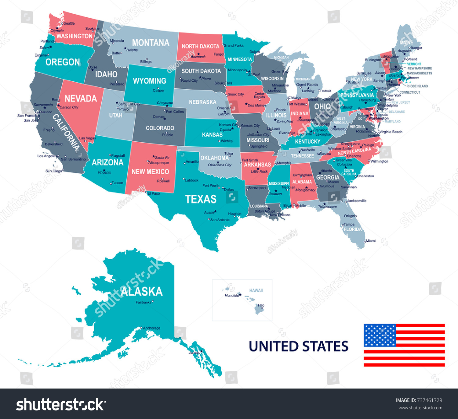 SVG of United States map and flag - vector illustration svg