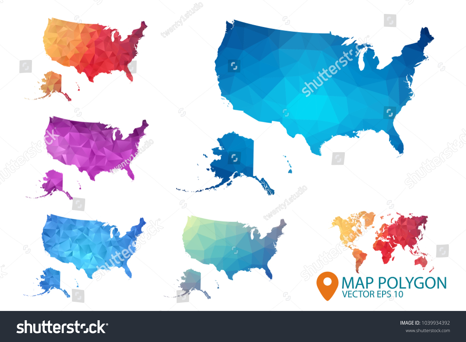 United States Americ Alaska Map Set Stock Vector Royalty Free