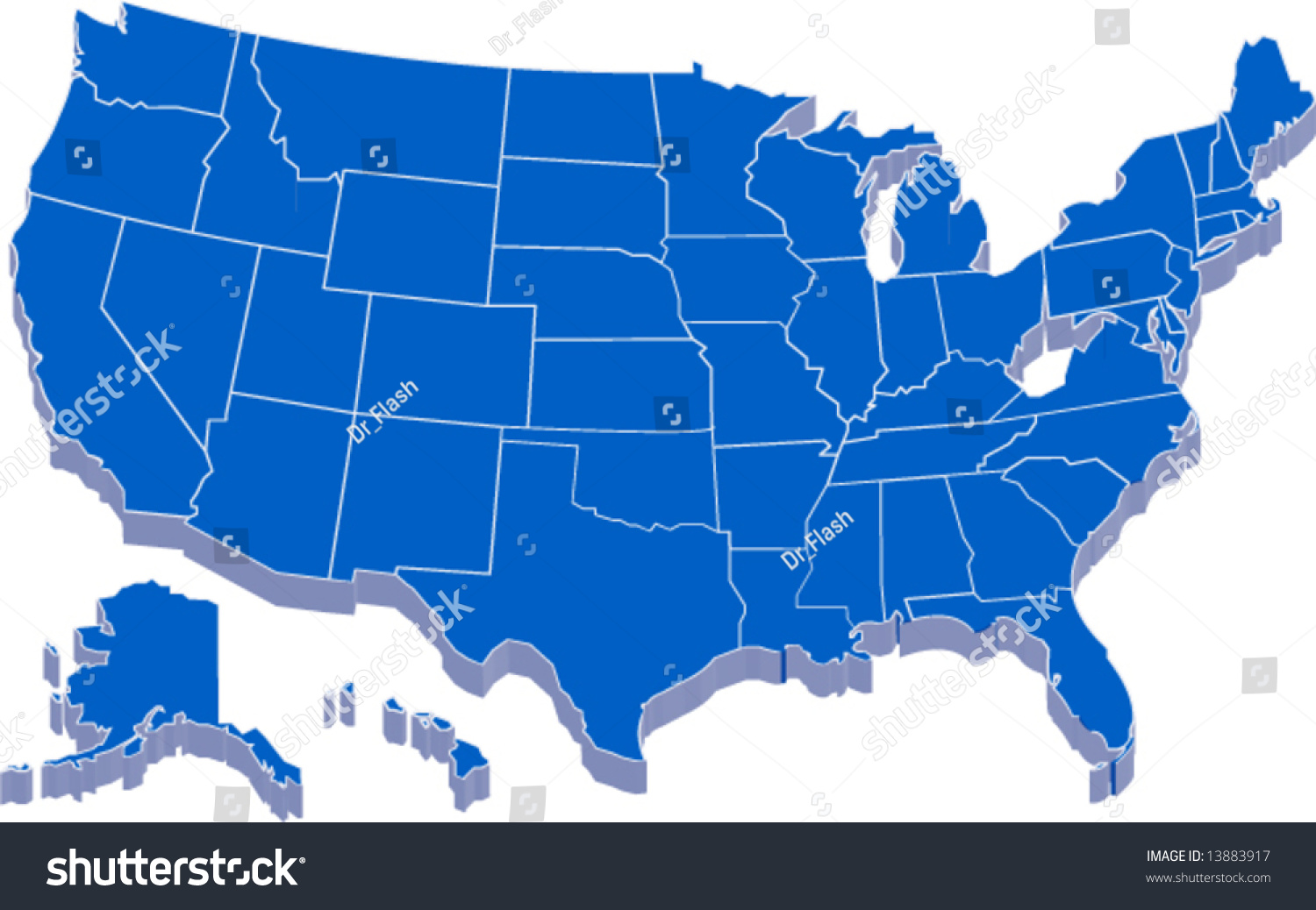 United States America Map 3d Vector Stock Vector Royalty Free