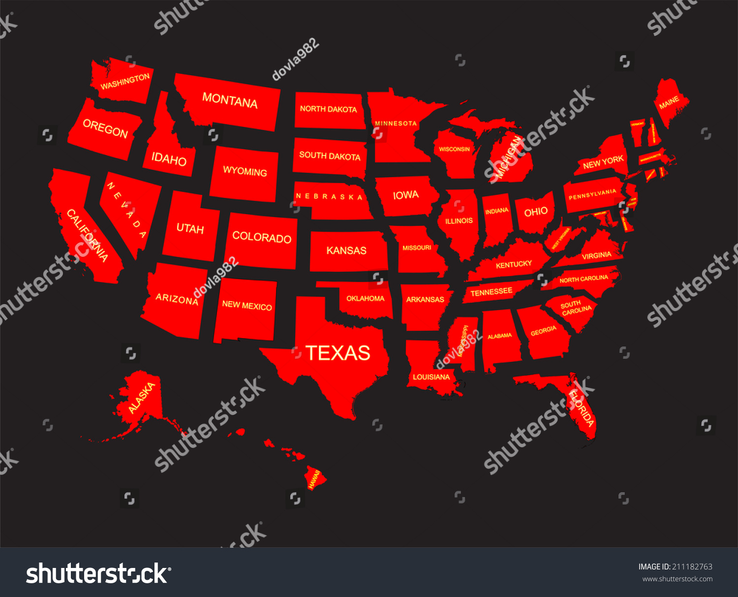 United States America 50 States Vector Stock Vector Royalty Free