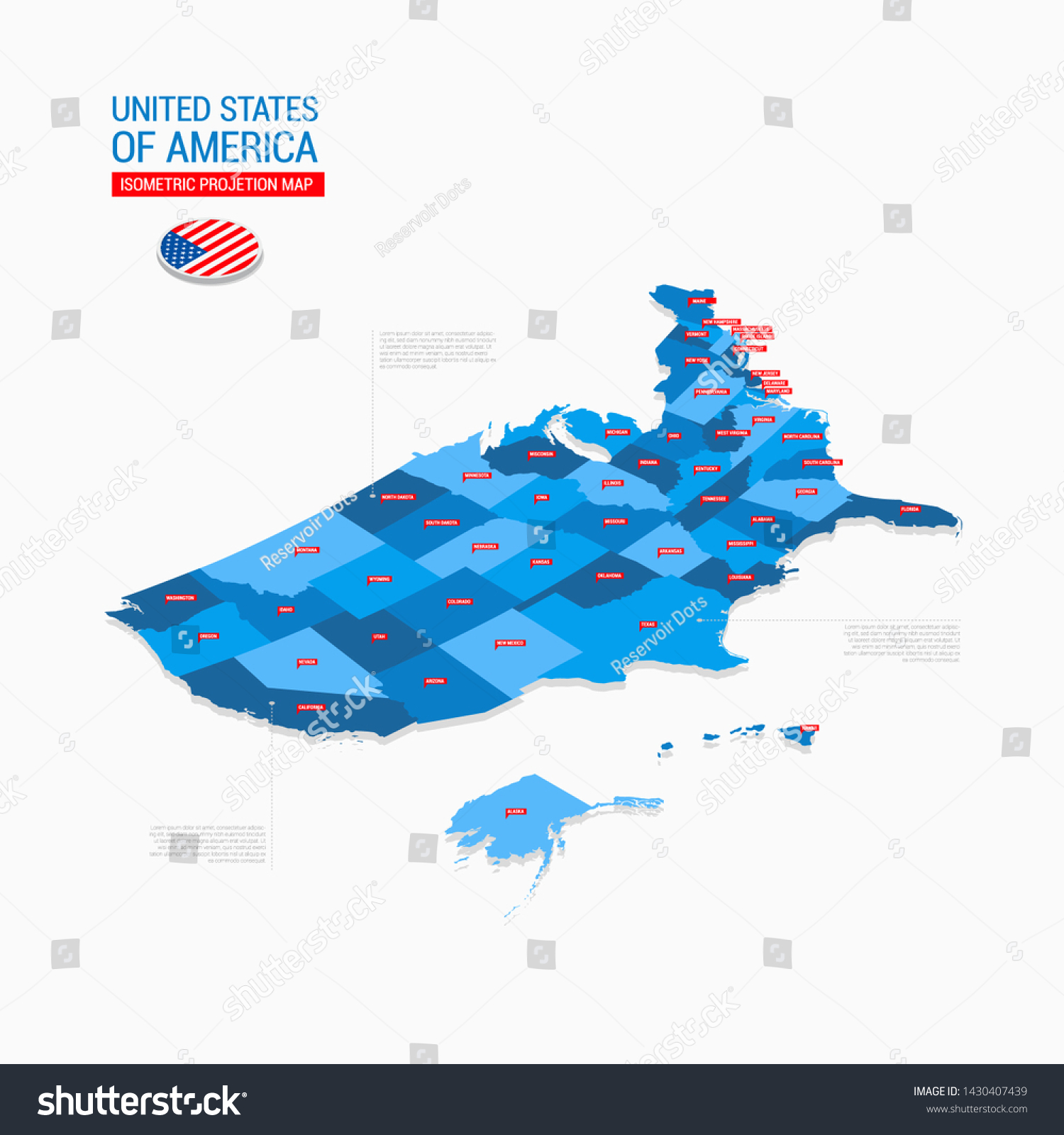 United States America Usa Isometric Map Stock Vector Royalty Free United States America Usa Isometric Map Stock Vector Royalty Free