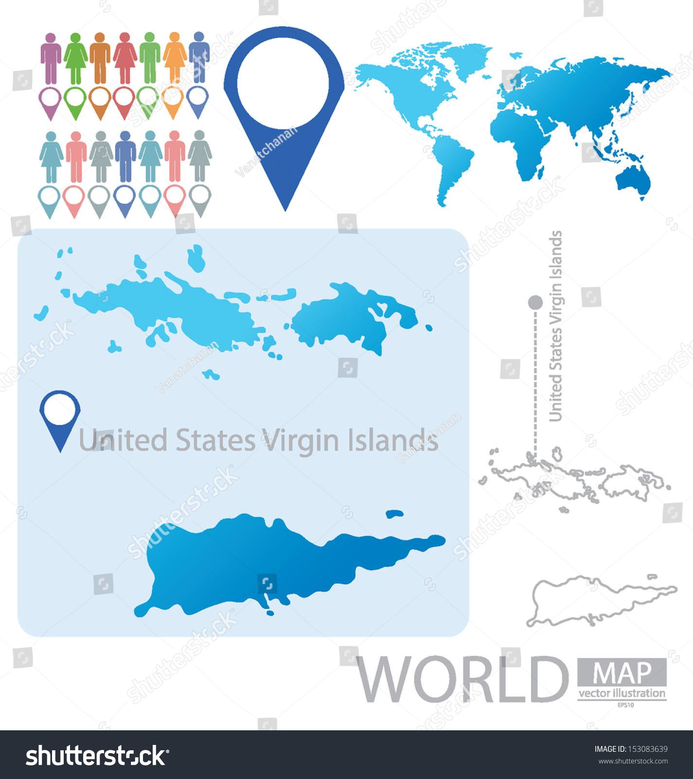 United States Virgin Islands World Map Stock Vector 153083639   Stock Vector United States Virgin Islands World Map Vector Illustration 153083639 