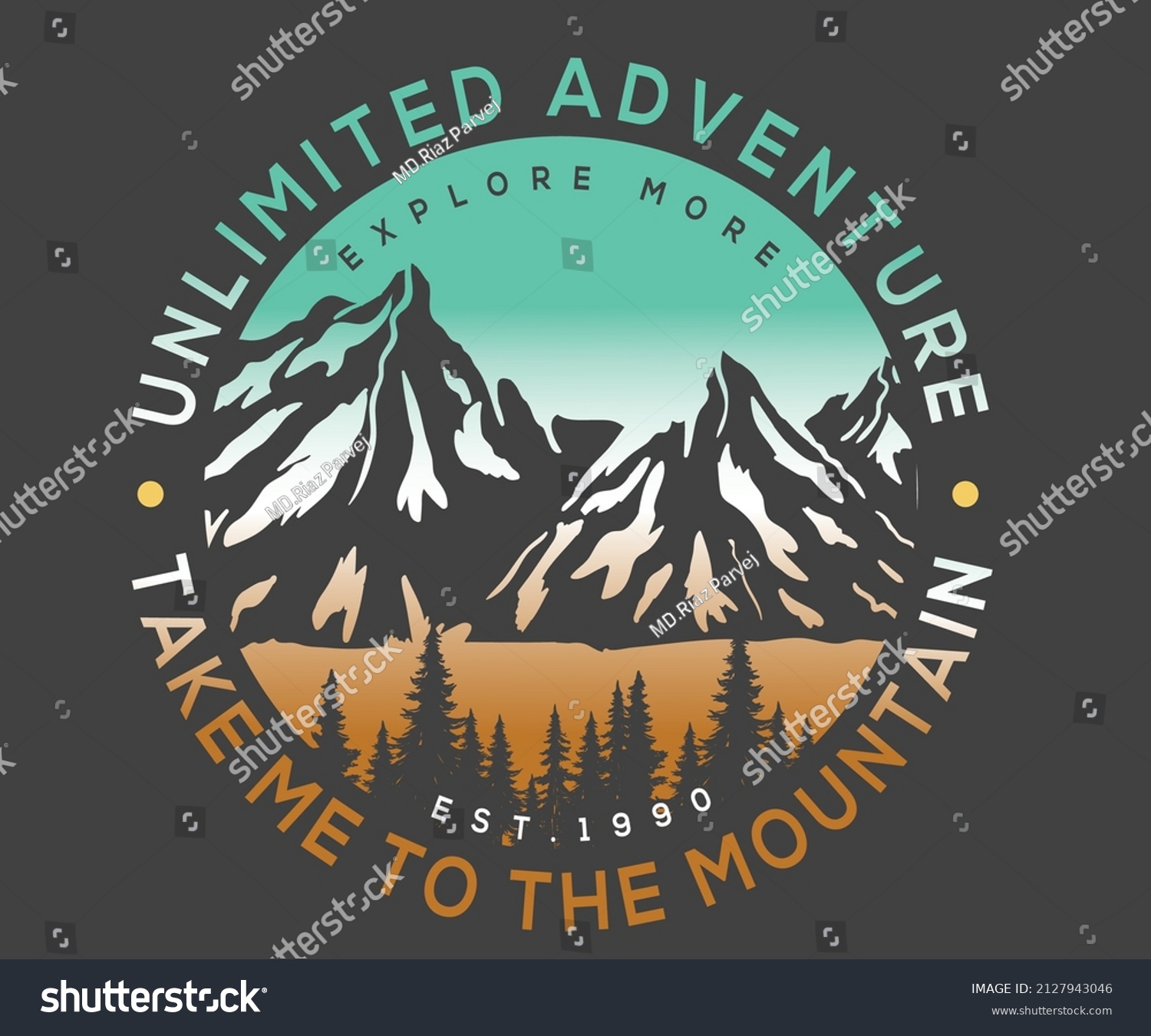 Unlimited Adventure Mountain Vector Print Design Stock Vector (Royalty ...