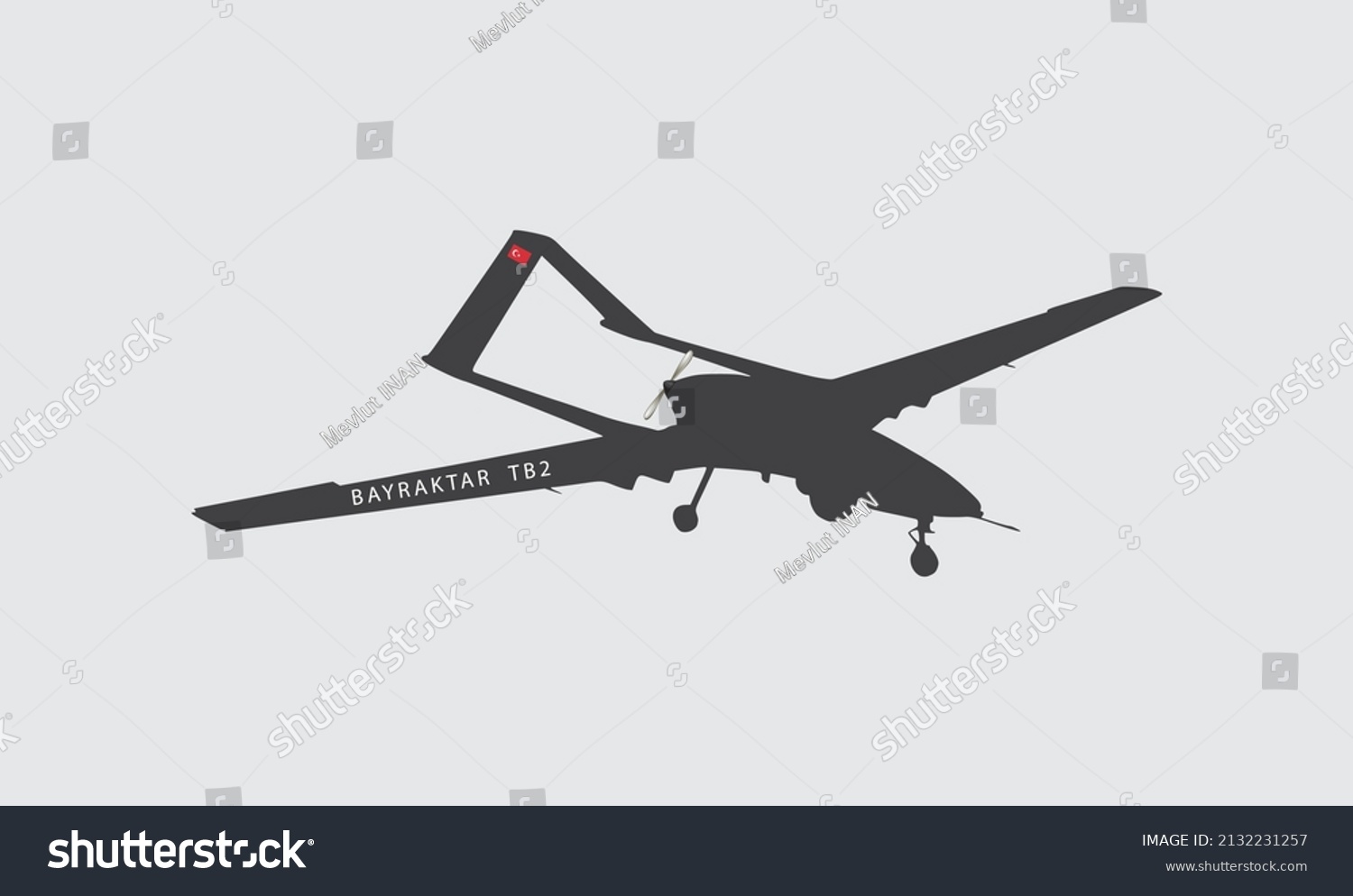 SVG of Unmanned aerial vehicle Bayraktar TB2 SIHA silhouette vector on a white background.Vector drawing of unmanned combat aerial vehicle. Side view. Image for illustration and infographics. svg