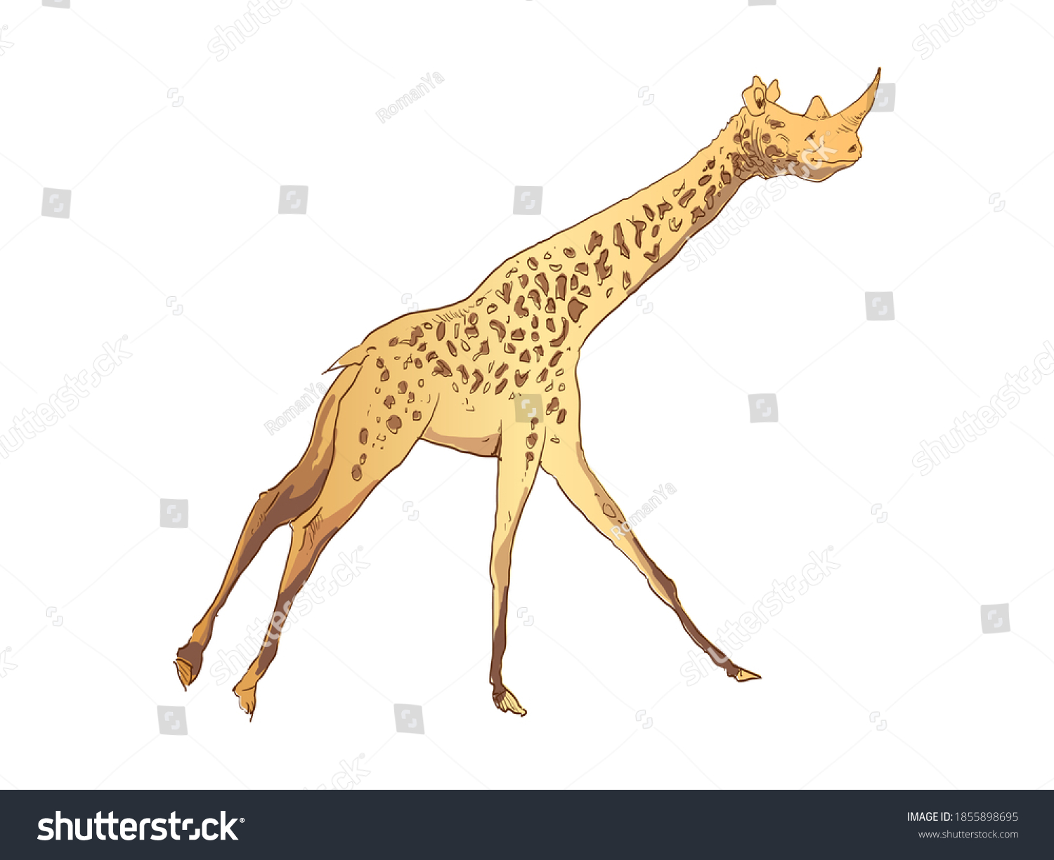 melange inhabituel d animaux girafe a la image vectorielle de stock libre droits 1855898695 coloriage lok