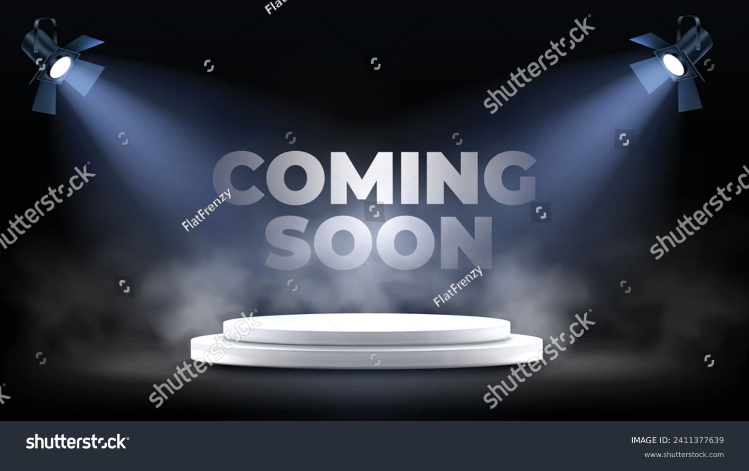 SVG of Unveiling Innovation: A Stage Illuminated for the Future. Lights, Camera, Mystery! A Spotlight Shines on the Next Big Thing! Get ready for the future with our sleek and modern Coming Soon design. svg