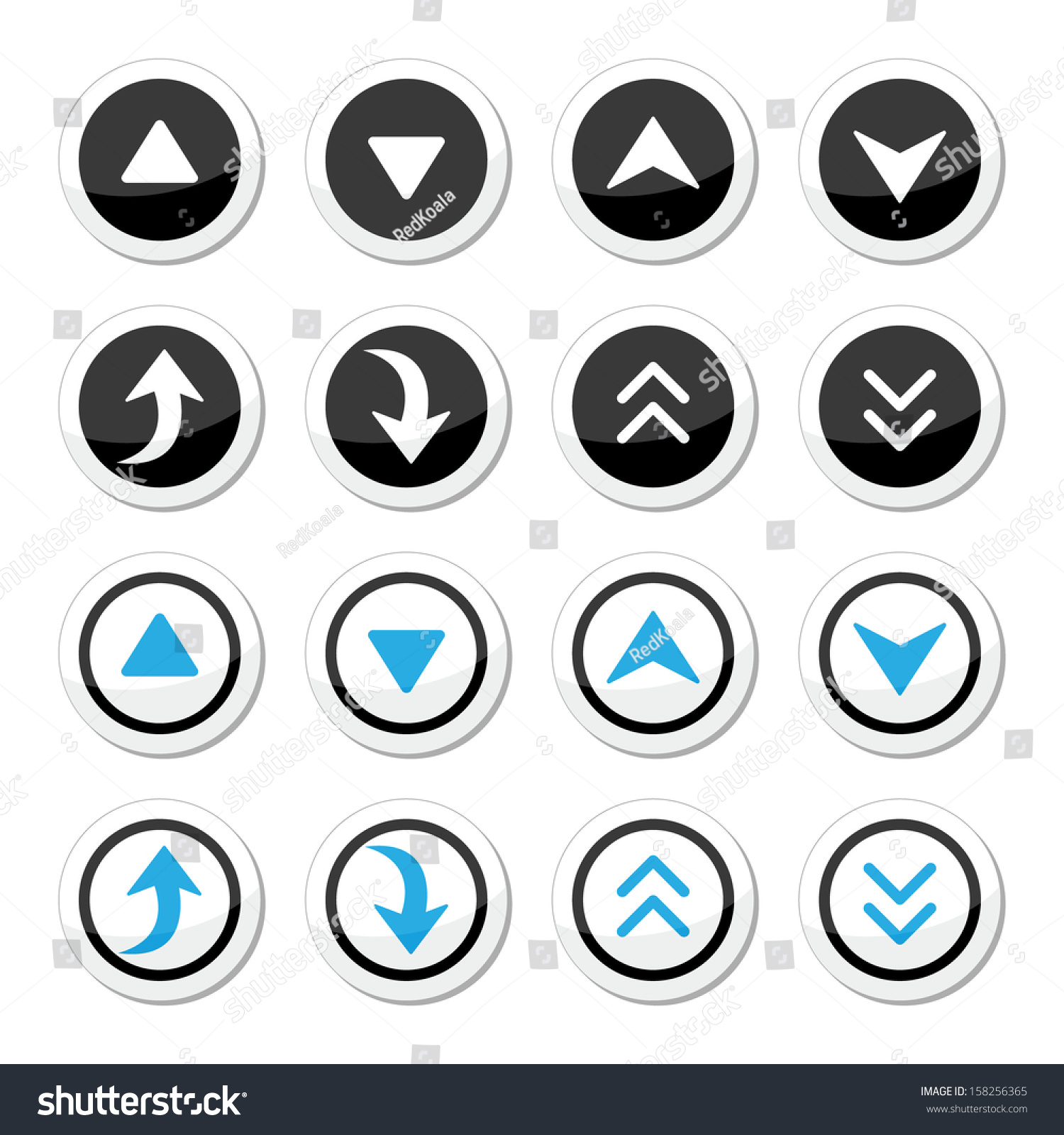 Down Arrows Round Icons Set Stock Vector Royalty Free