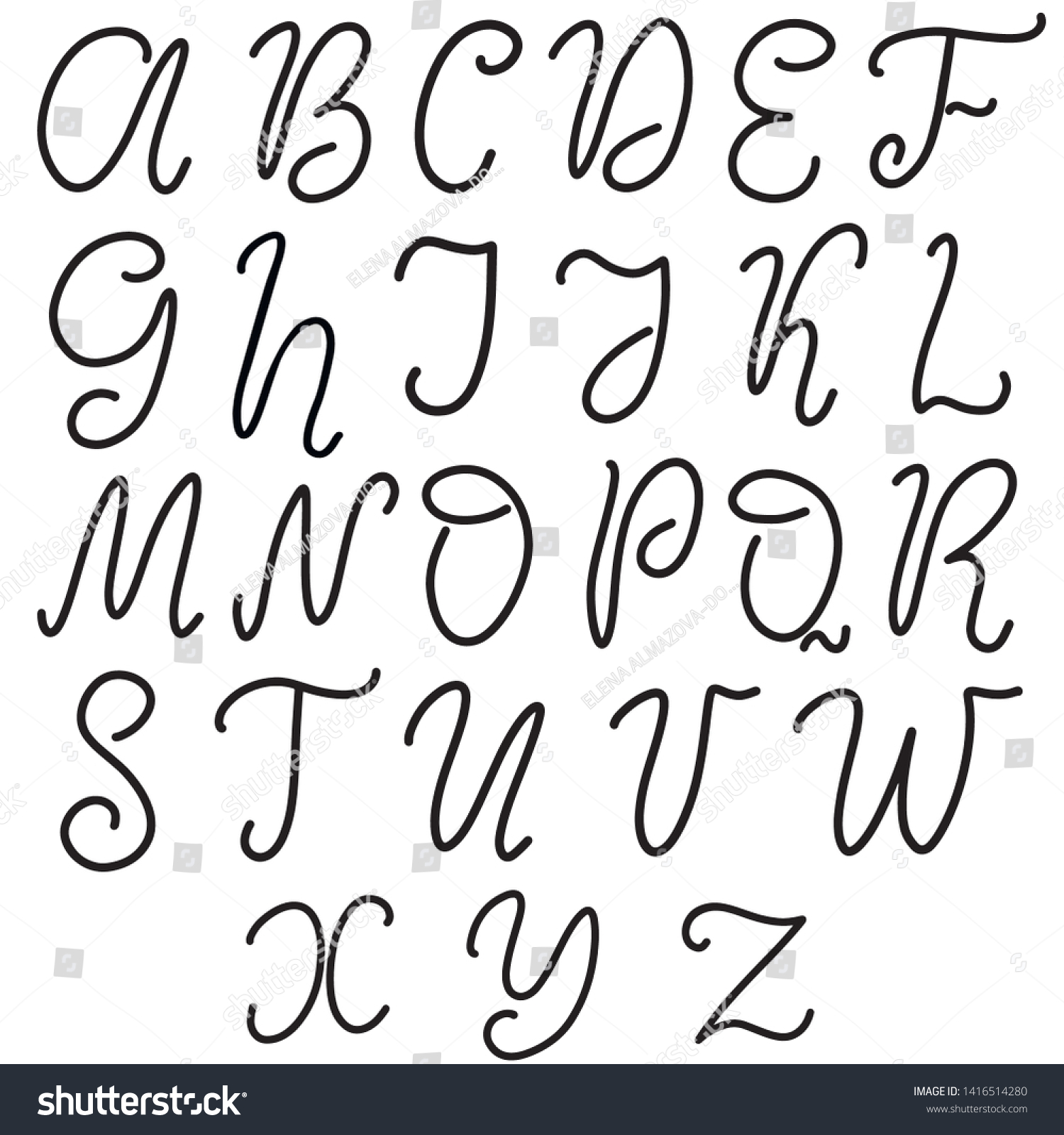 Uppercase Alphabet English Hand Drawn Typeface Stock Vector (Royalty ...