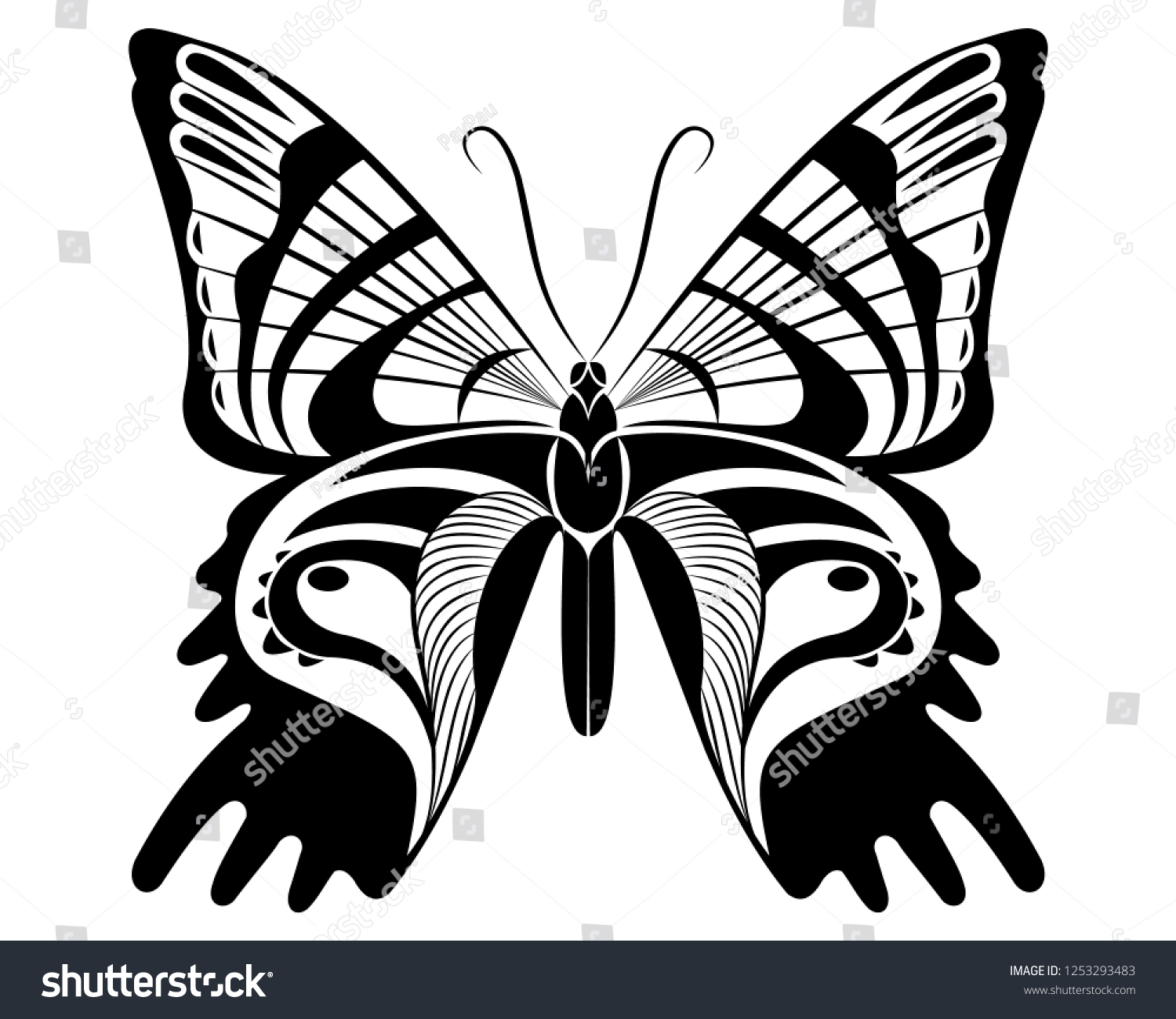 urania ripheus butterfly vector art stencil stock vector royalty free 1253293483 shutterstock