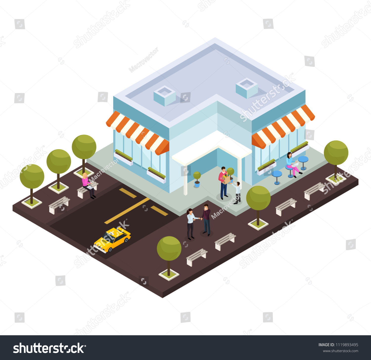 Urban Architecture Isometric Composition Small Modern Stock Vector