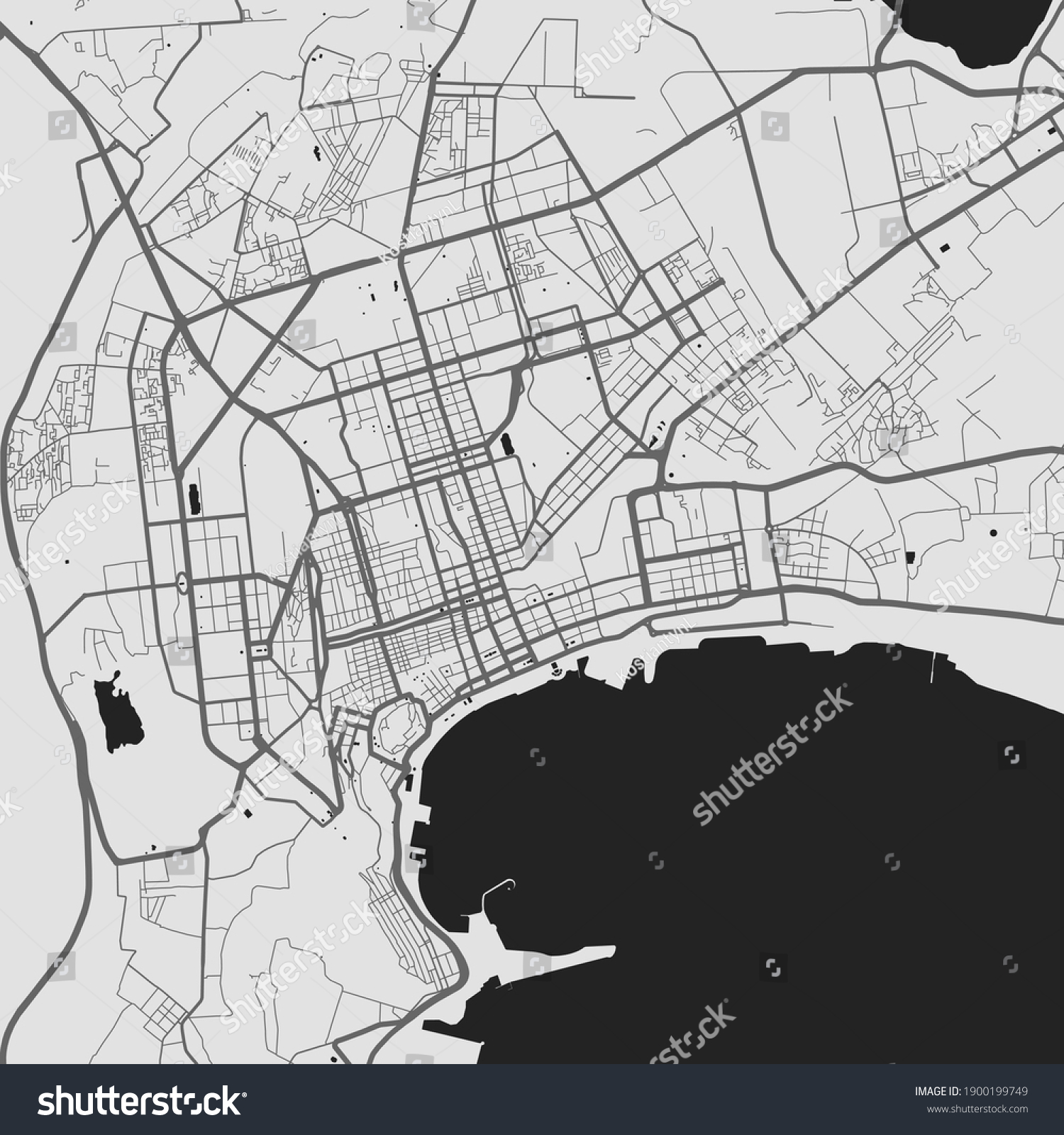 SVG of Urban city map of Baku. Vector illustration, Baku map grayscale art poster. Street map image with roads, metropolitan city area view. svg