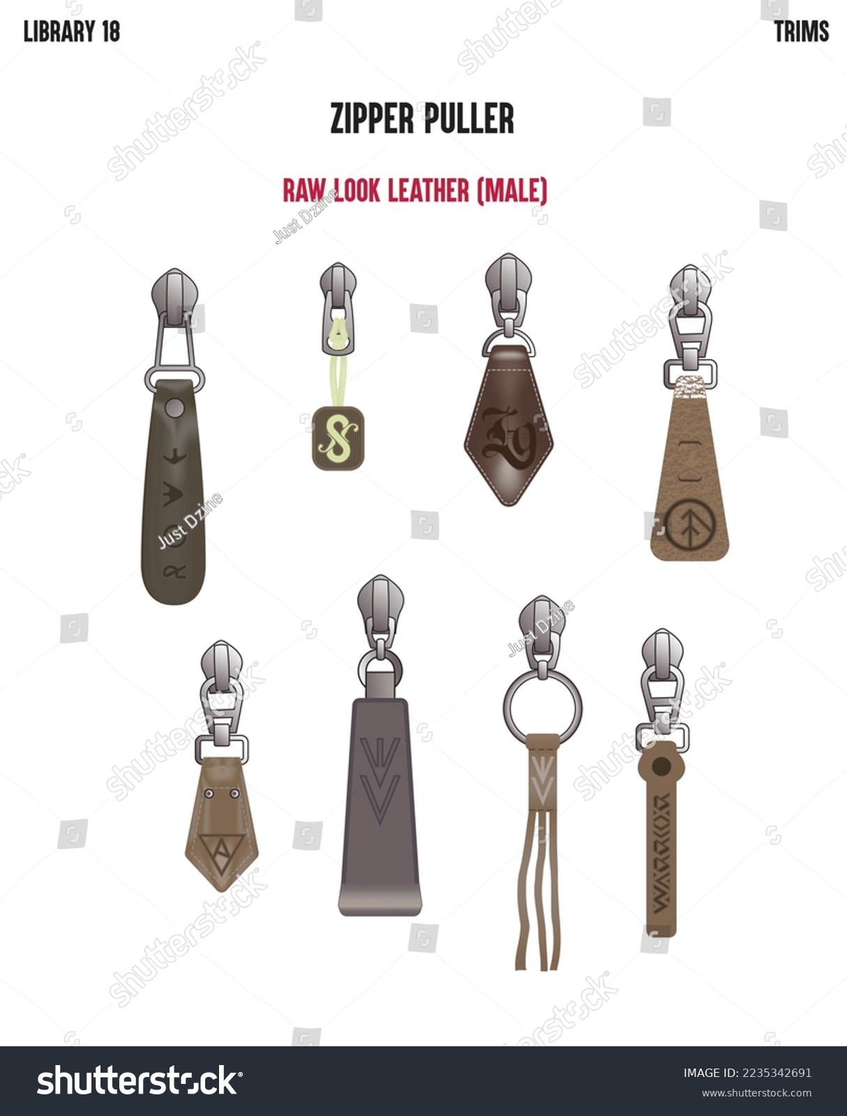 SVG of URBAN FASHION TREND ZIPPER PULLERS WITH LEATHER DESIGNS FOR YOUND MEN AND MEN IN VECTOR SKETCH svg