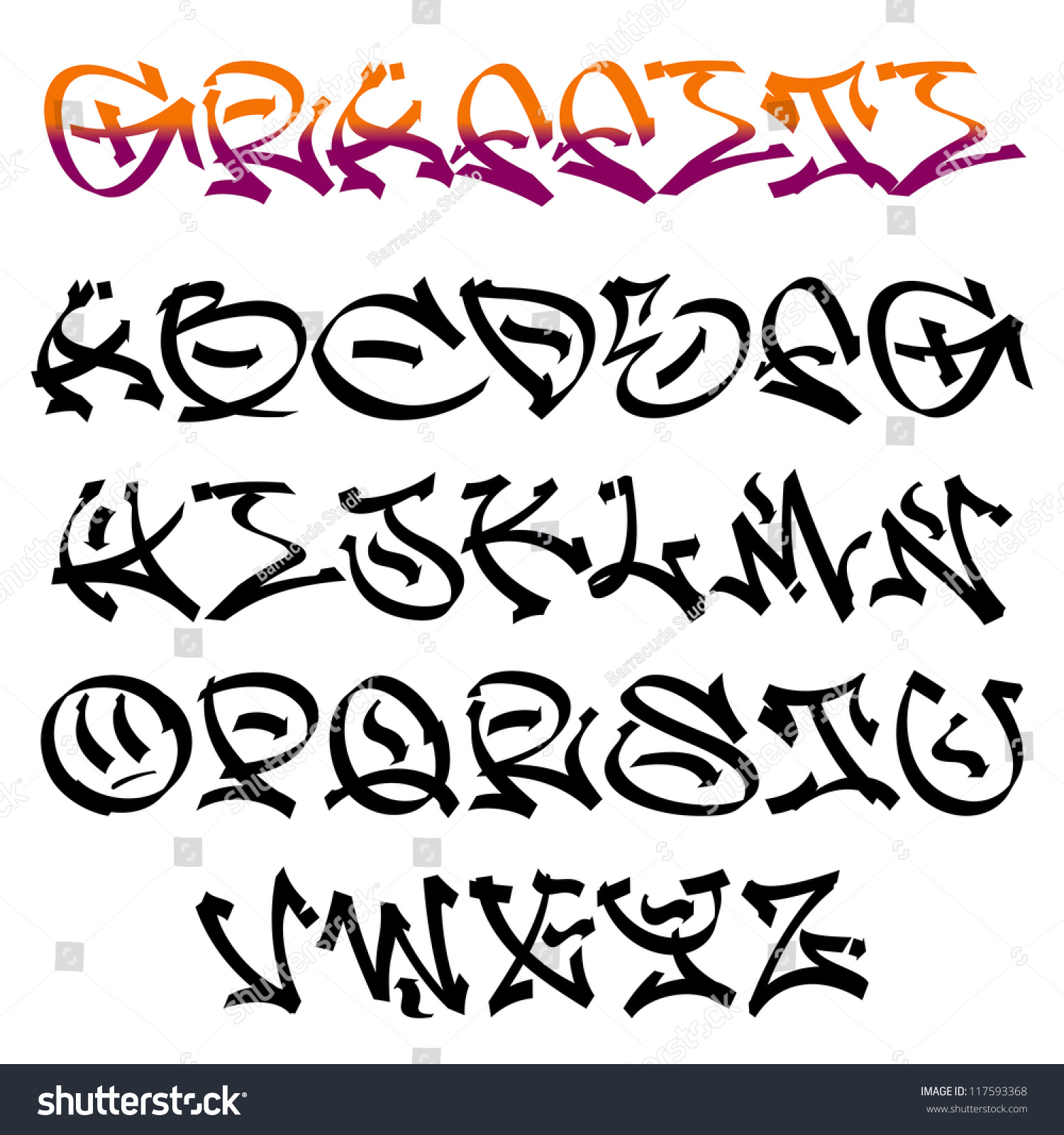 Urban Graffiti Style Alphabet Letters Stock Vector 117593368 ...