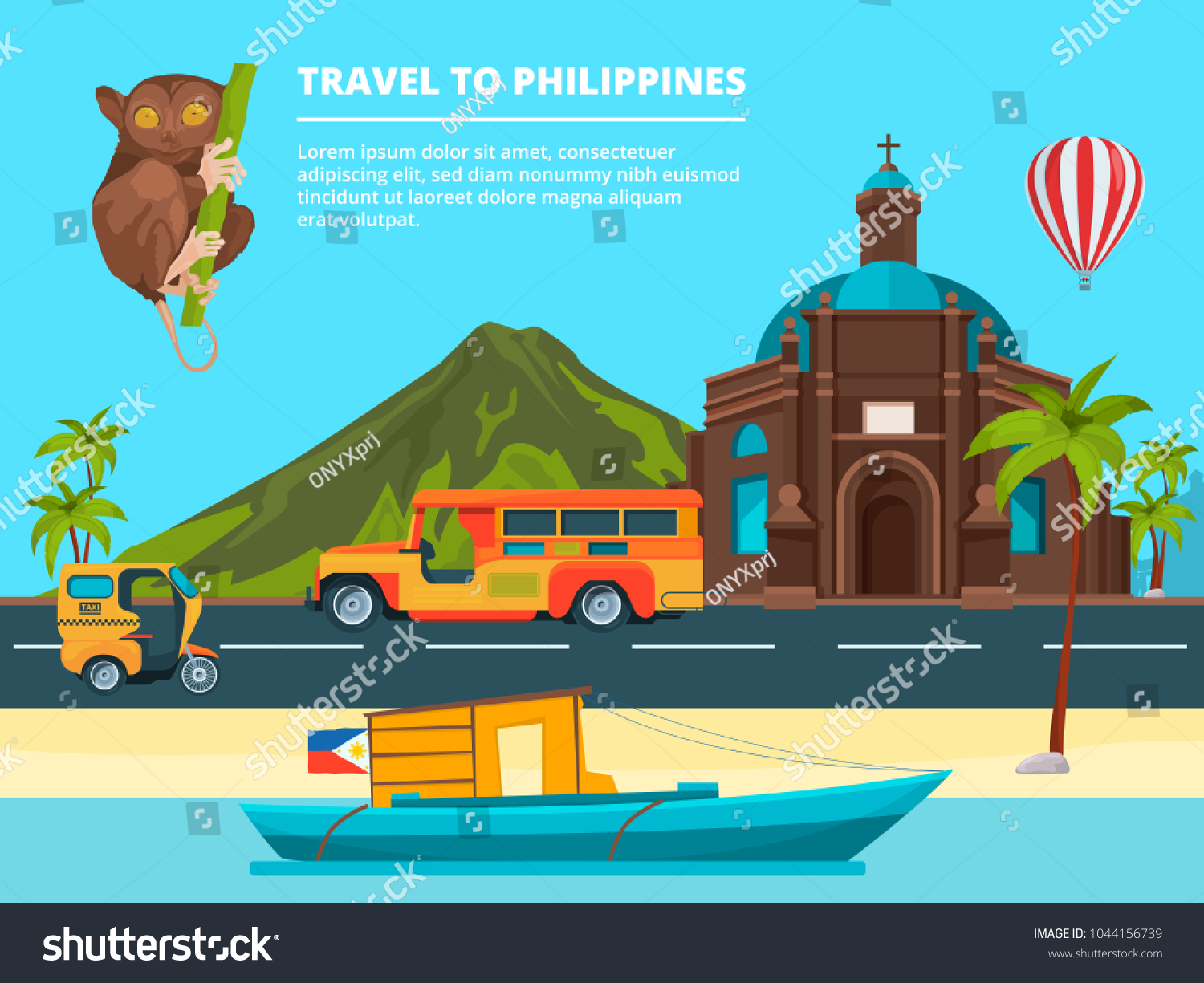 vektor-stok-urban-landscape-landmarks-philippines-banner-journey-tanpa